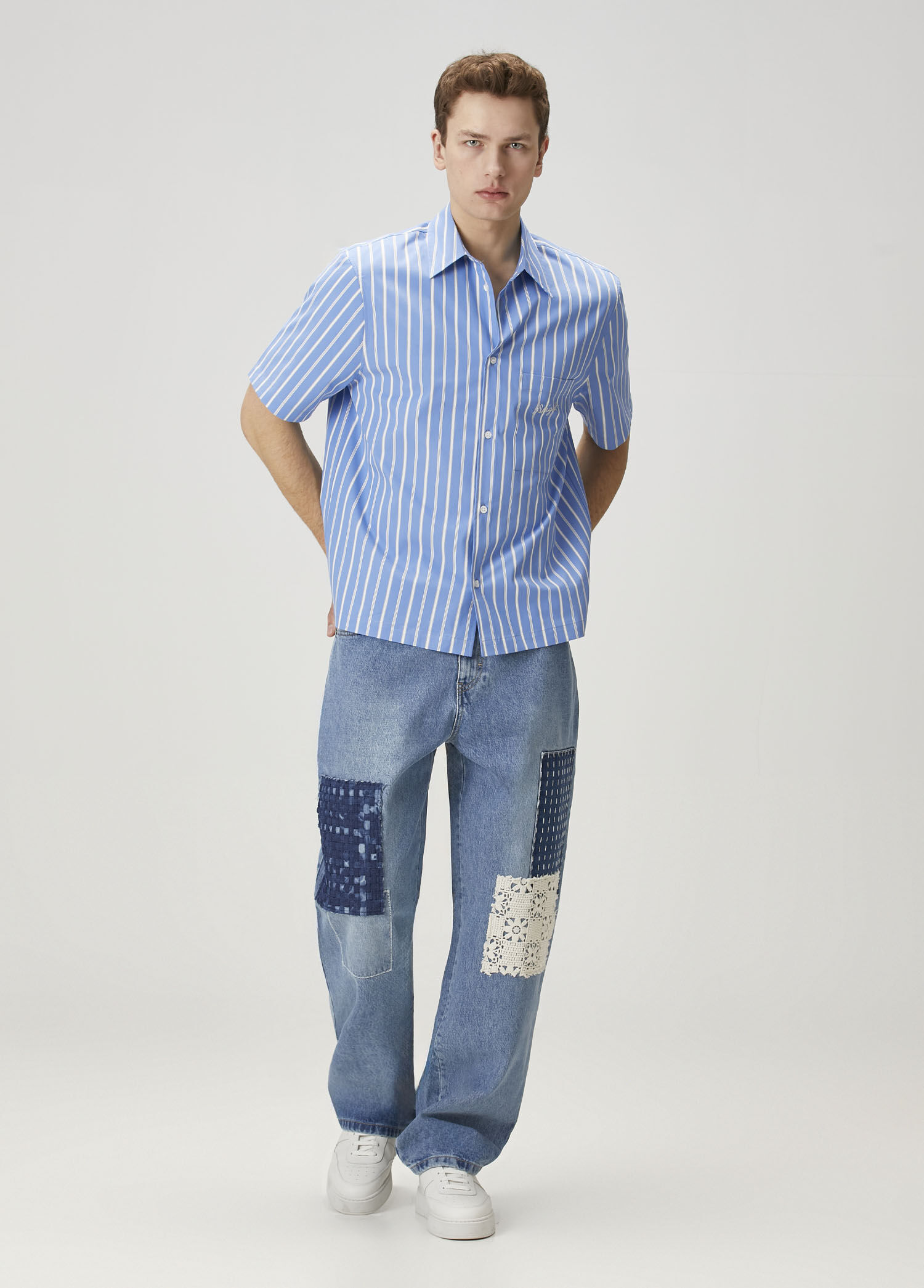 Axel Arigato - Açık Mavi Patchwork Detaylı Jean Pantolon - Açık Mavi