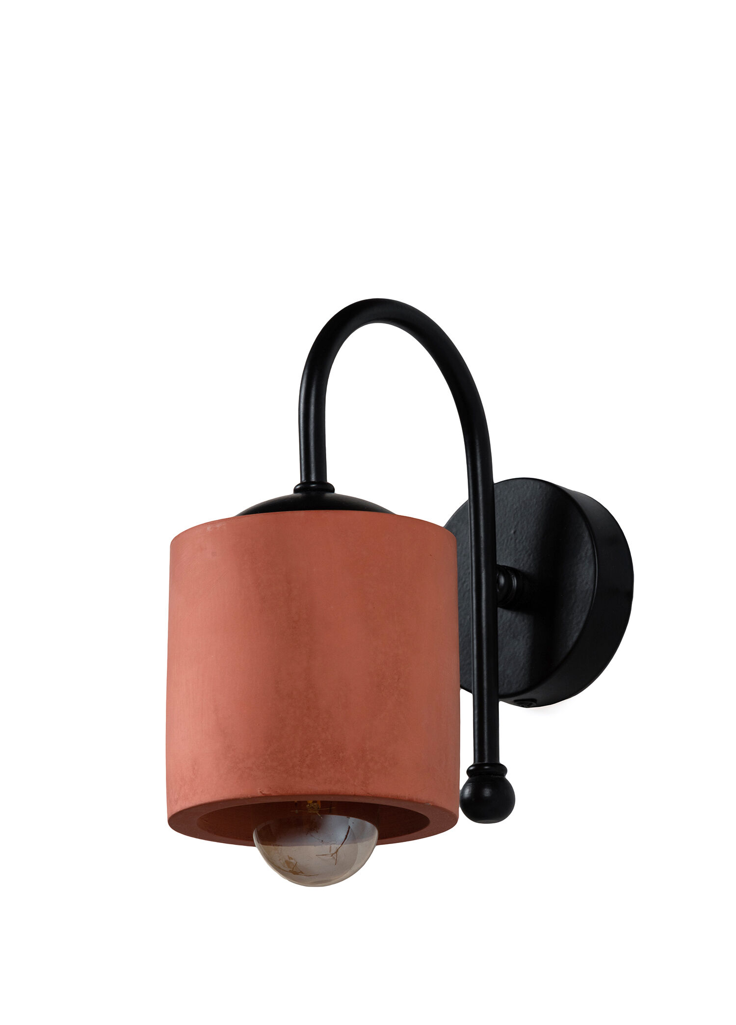 Terracotta Metal Detaylı Silindir Aplik