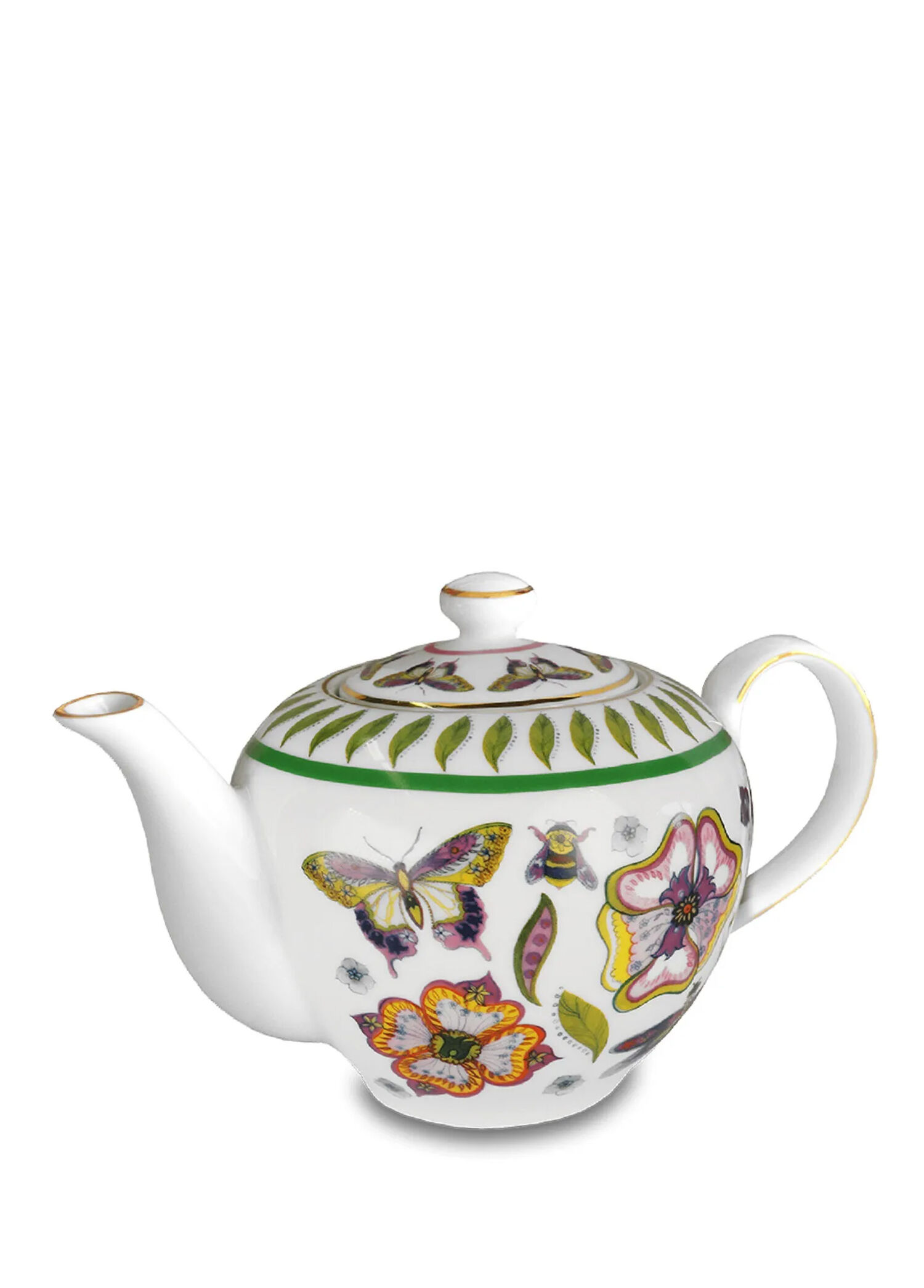 Amazzonia Renkli Desenli Porselen Çay Potu