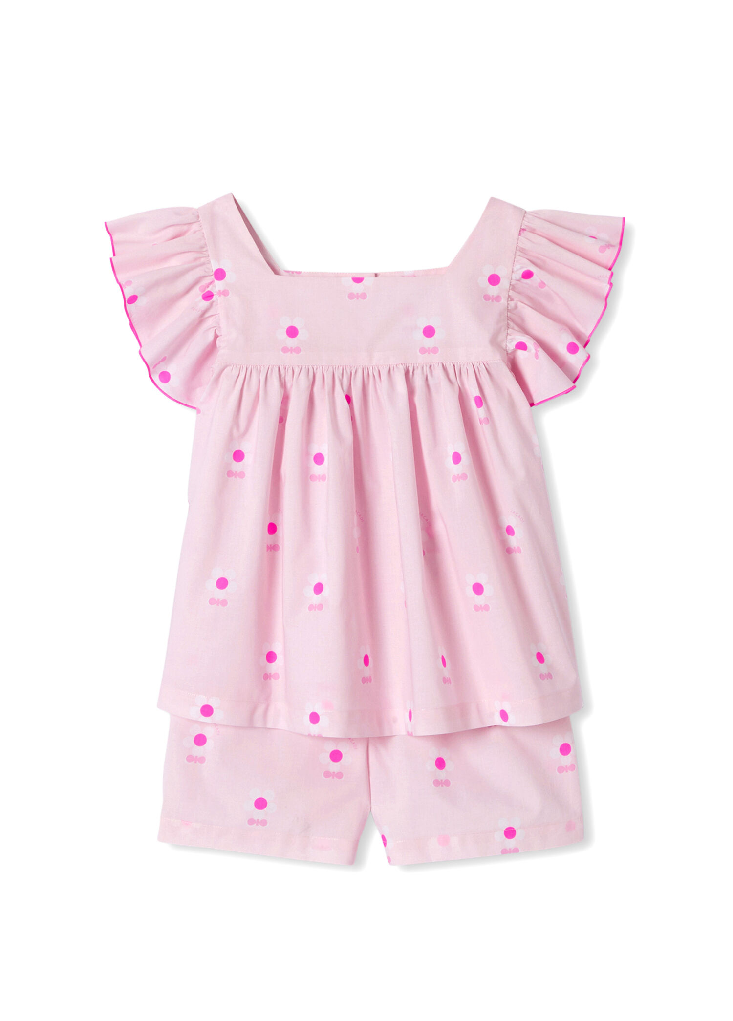 Pembe Poplin Şortlu Kız Çocuk Pijama Takımı