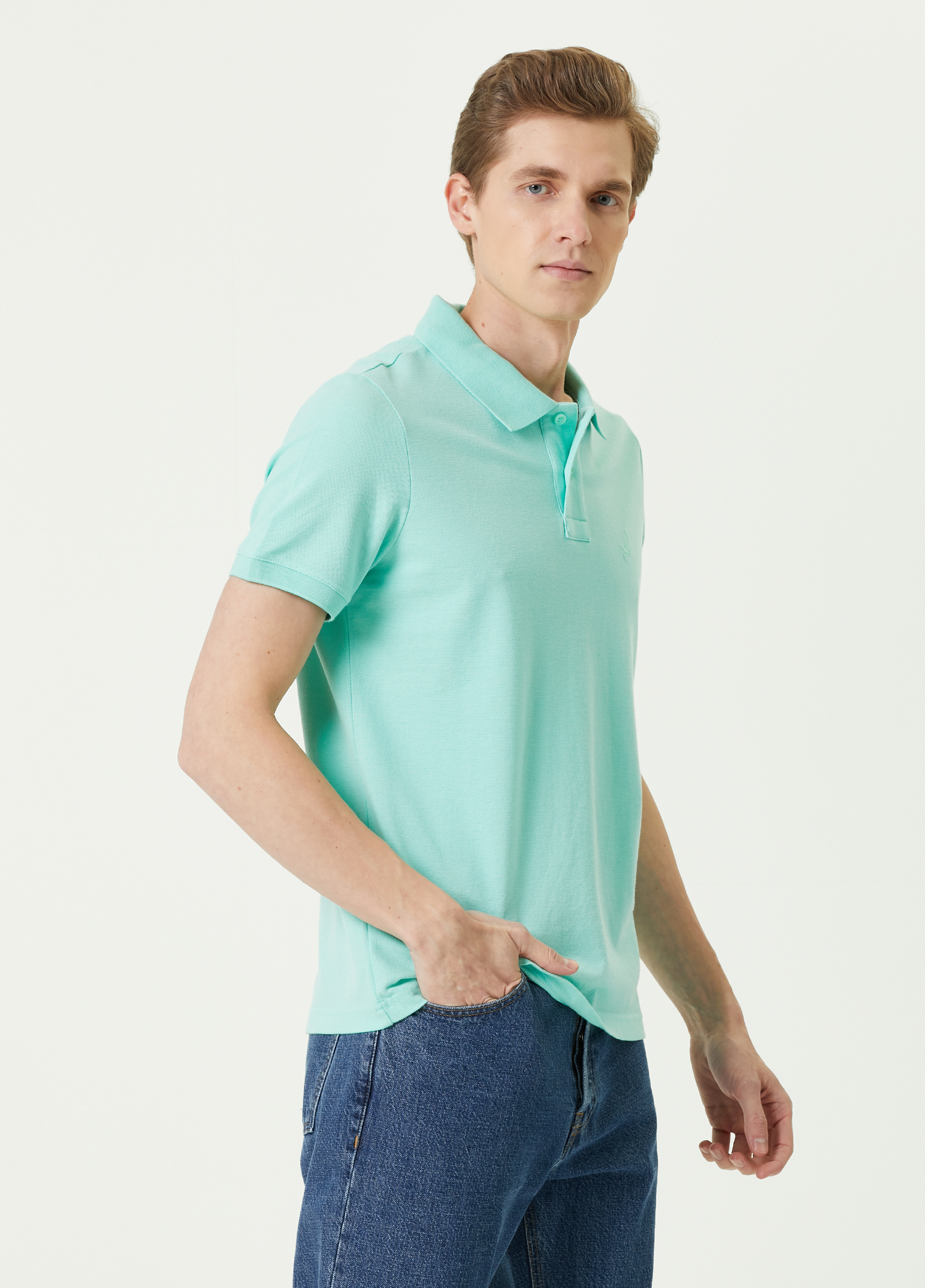 Comfort Fit Su Yeşili Polo Yaka T-shirt_2