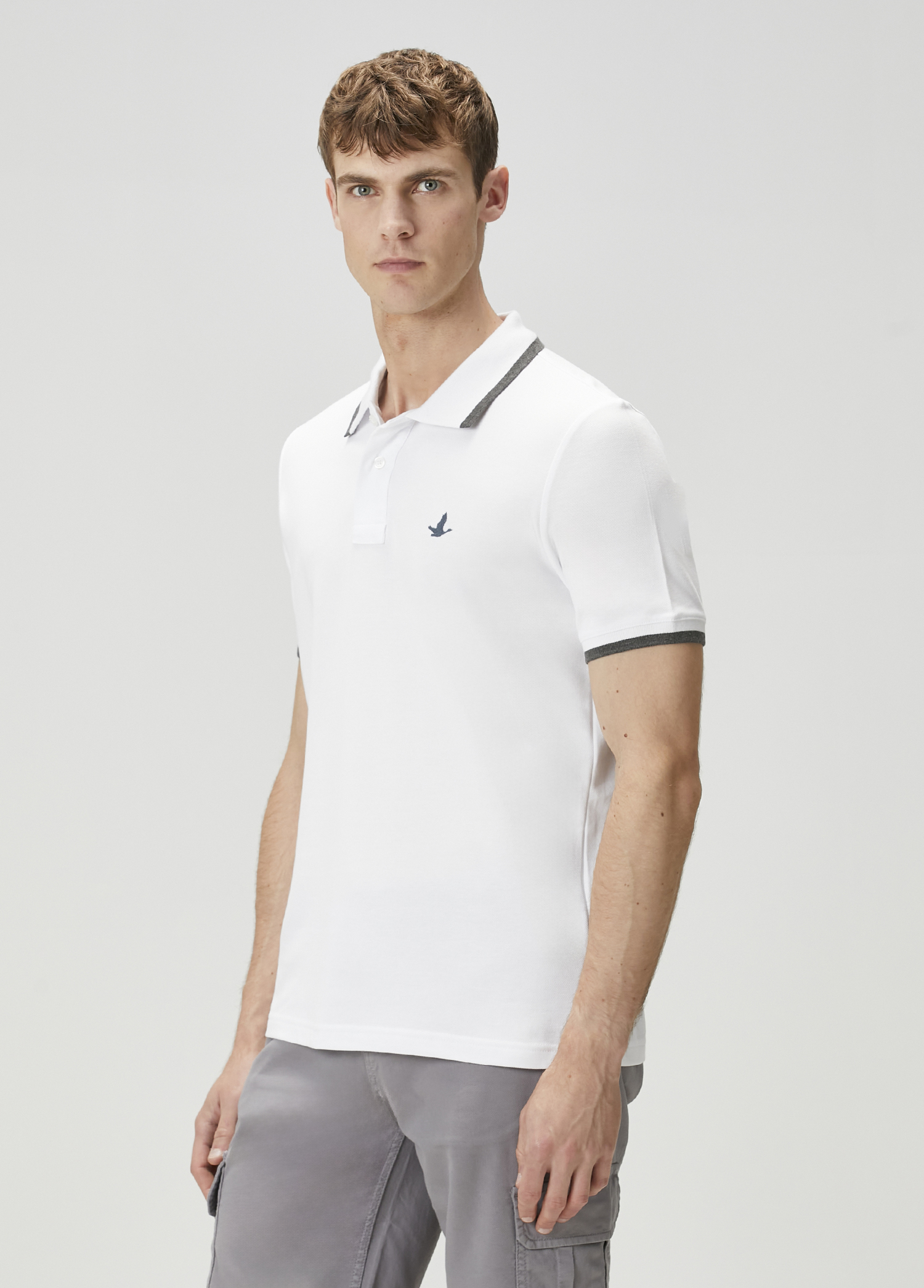 Antrasit Beyaz Polo Yaka T-shirt_1