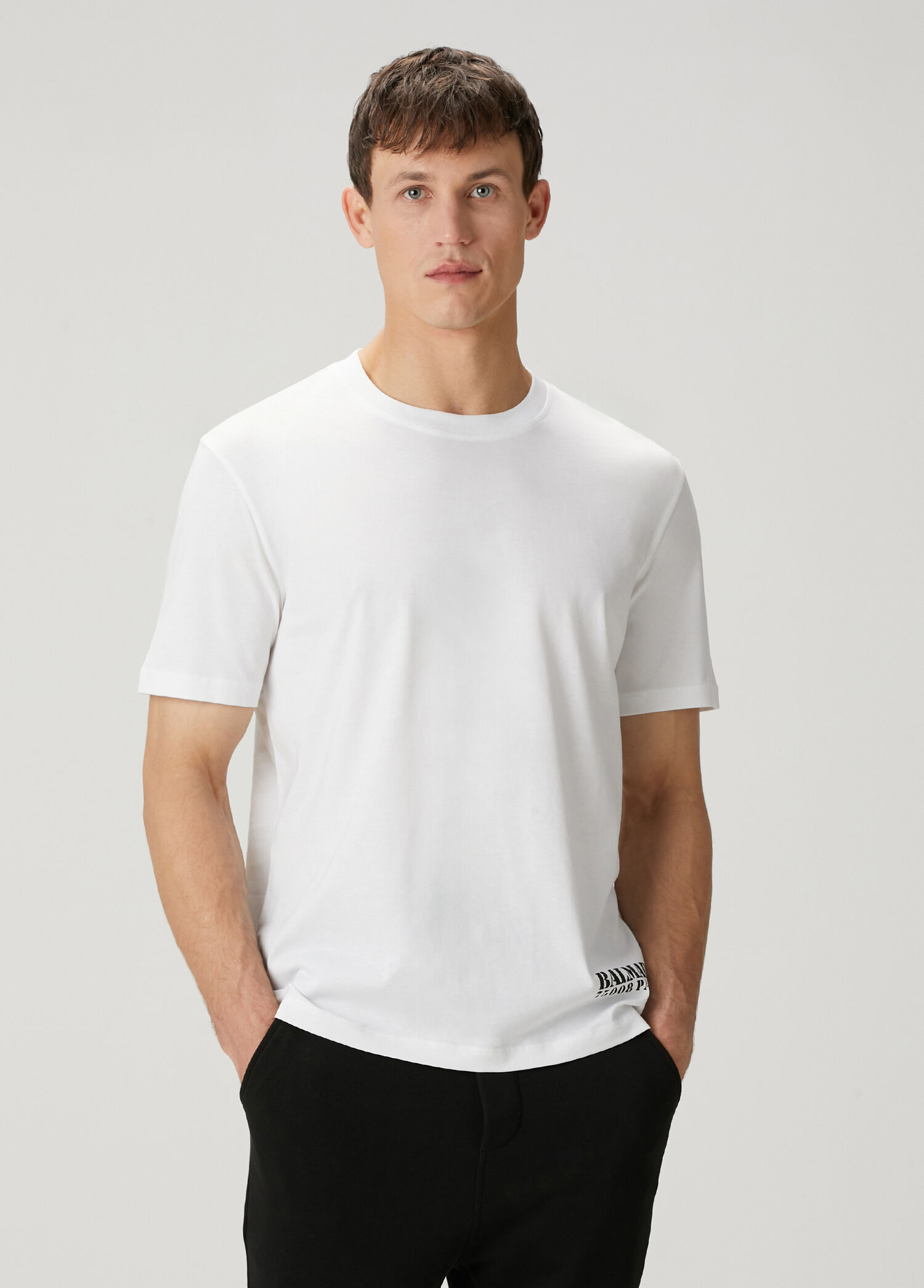 Beyaz Logo Baskılı T-shirt