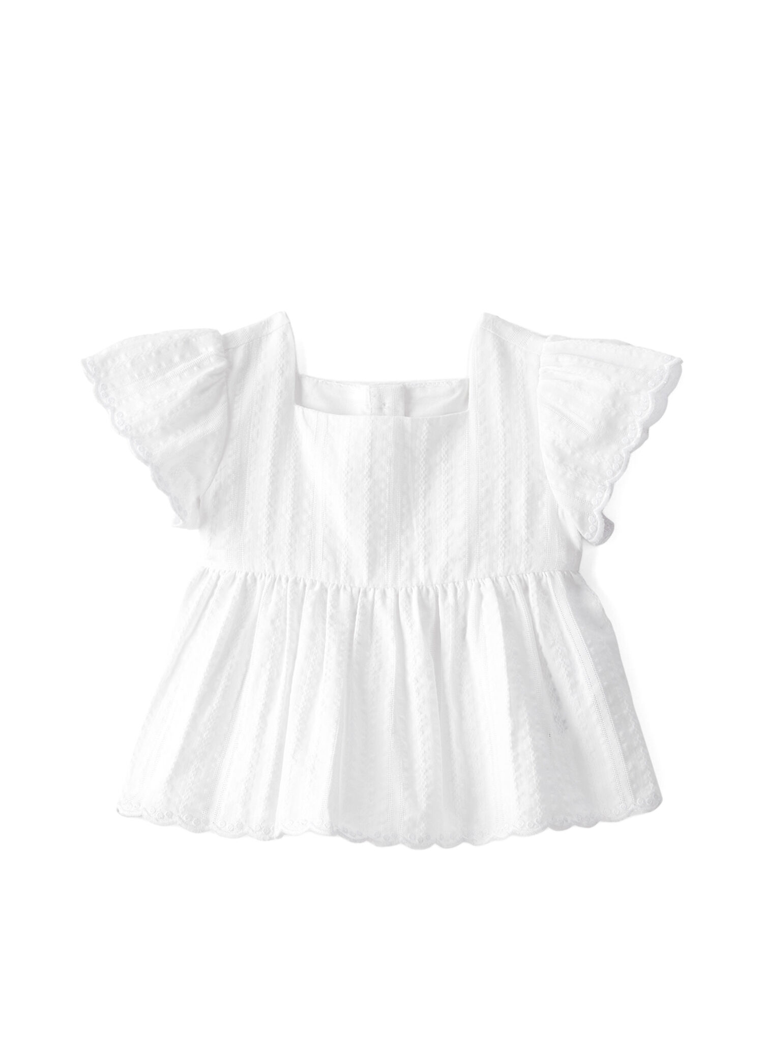 Beyaz Fırfır Kollu Kız Bebek Bluz
