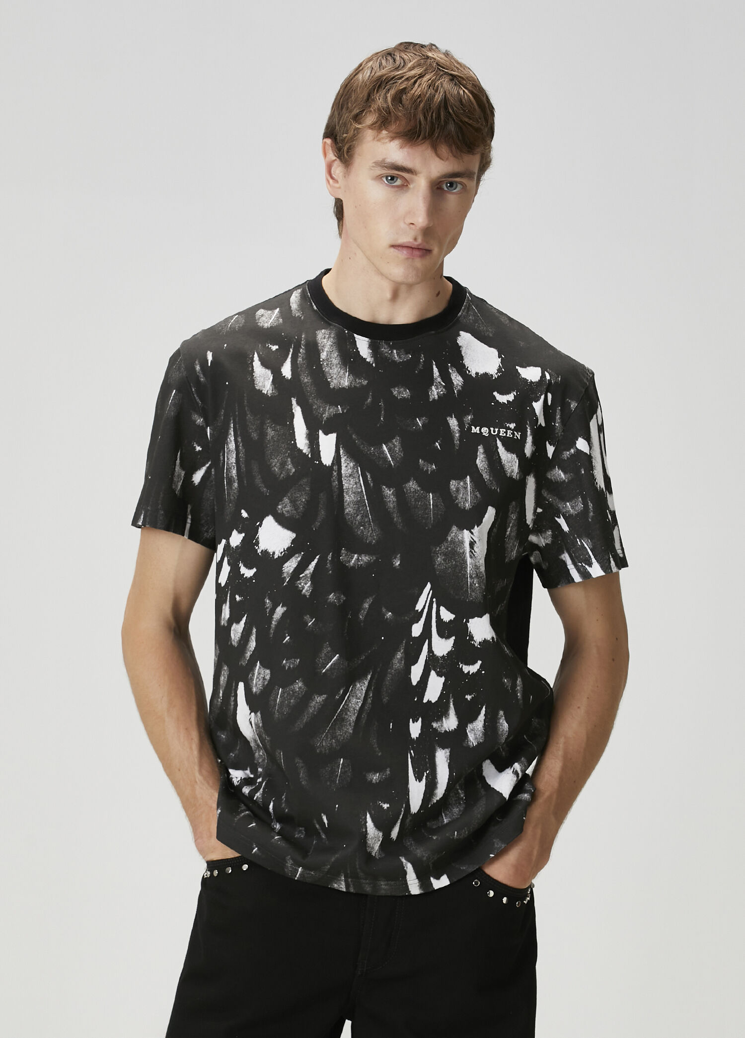 Siyah Gri Desenli T-shirt