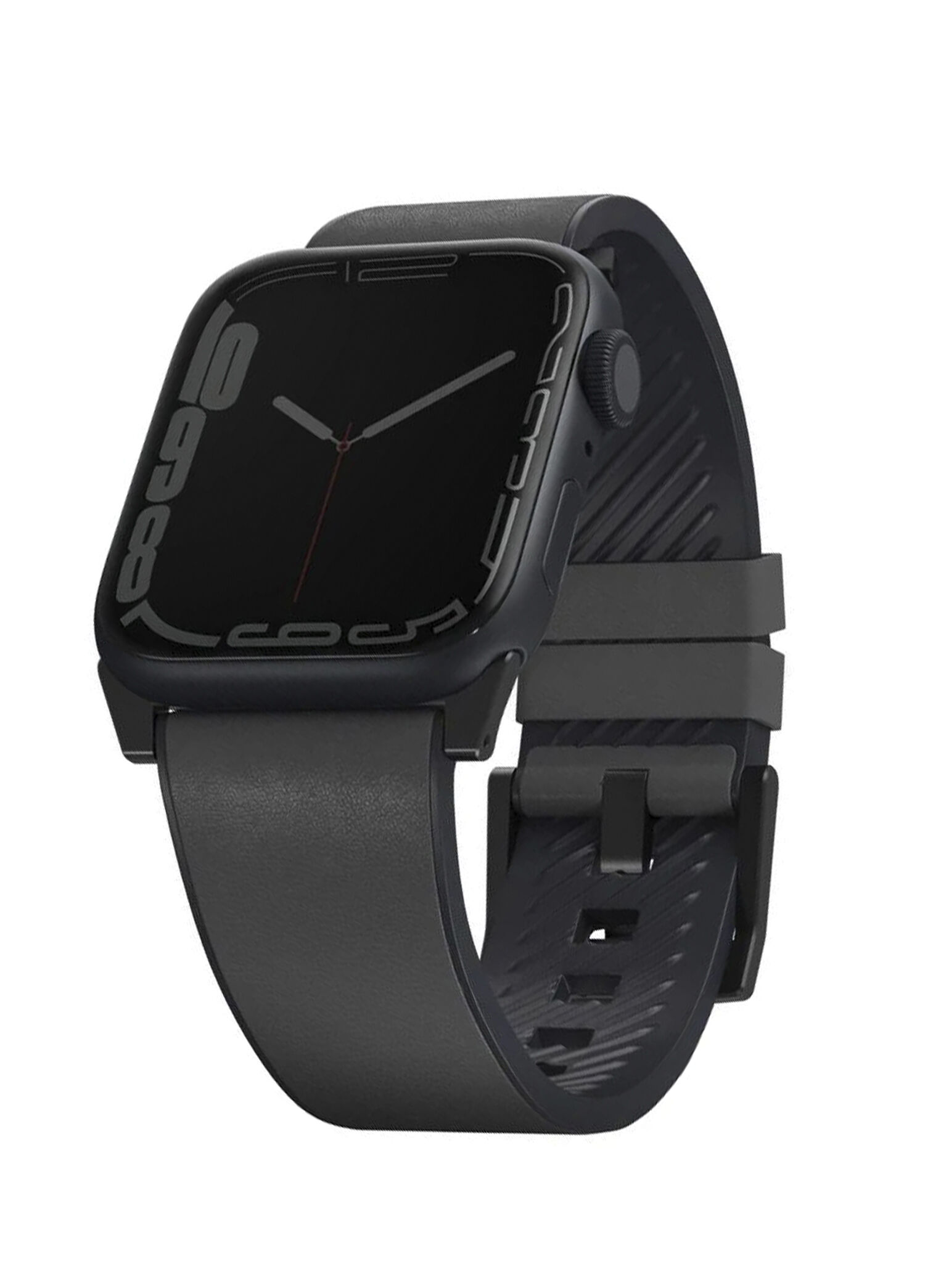 Straden Apple Watch 42-44-45-46-49mm Su Geçirmez Gri Deri Akıllı Saat Kordon