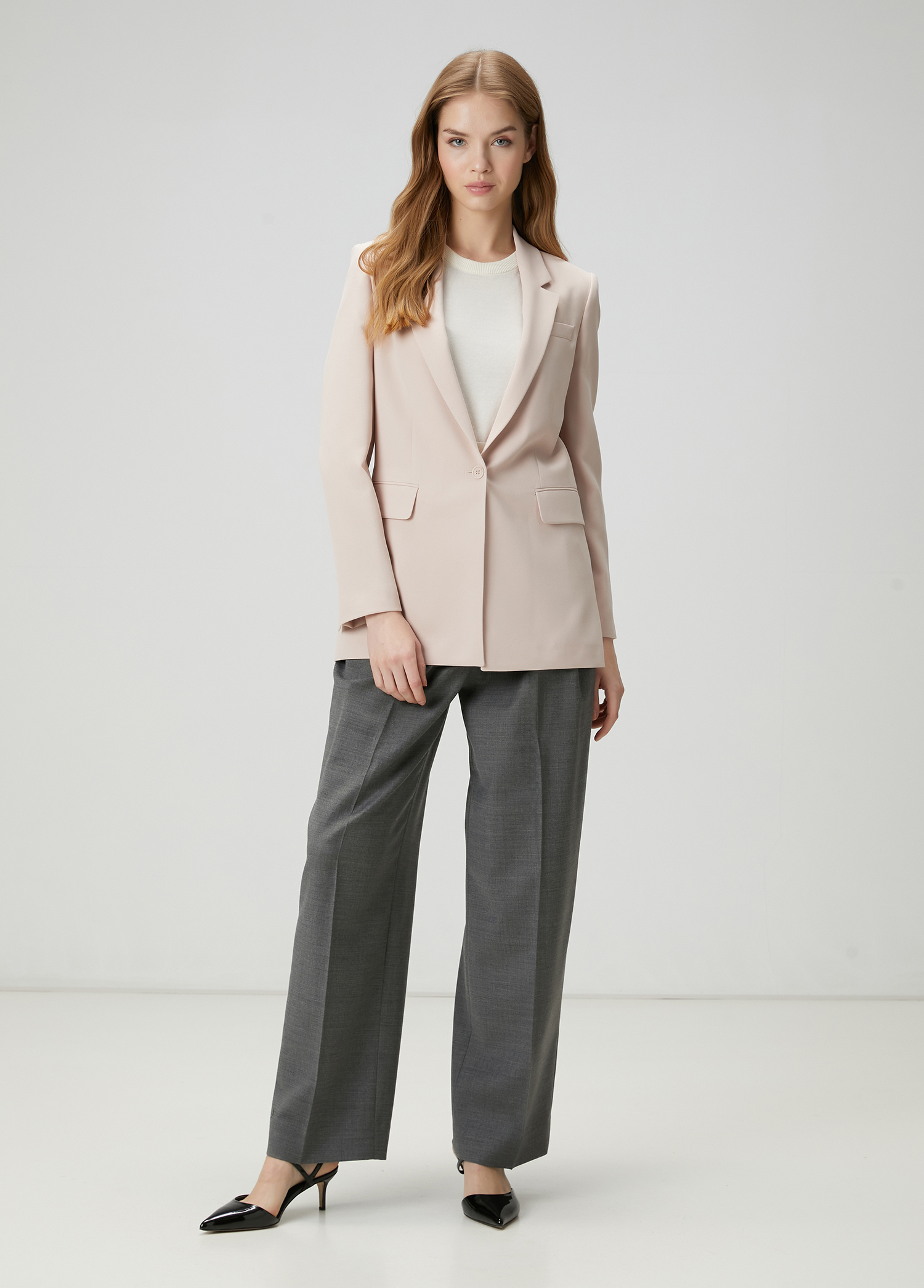 Açık Bej Krep Blazer_1