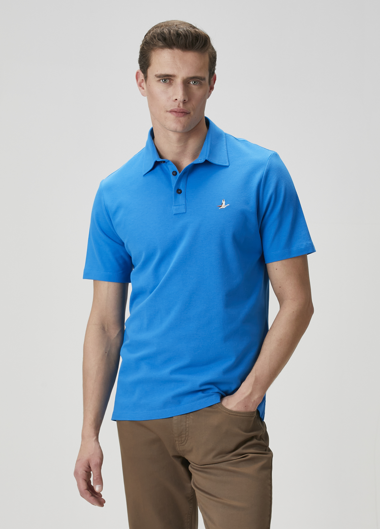 Comfort Fit Kobalt Polo Yaka T-shirt_1