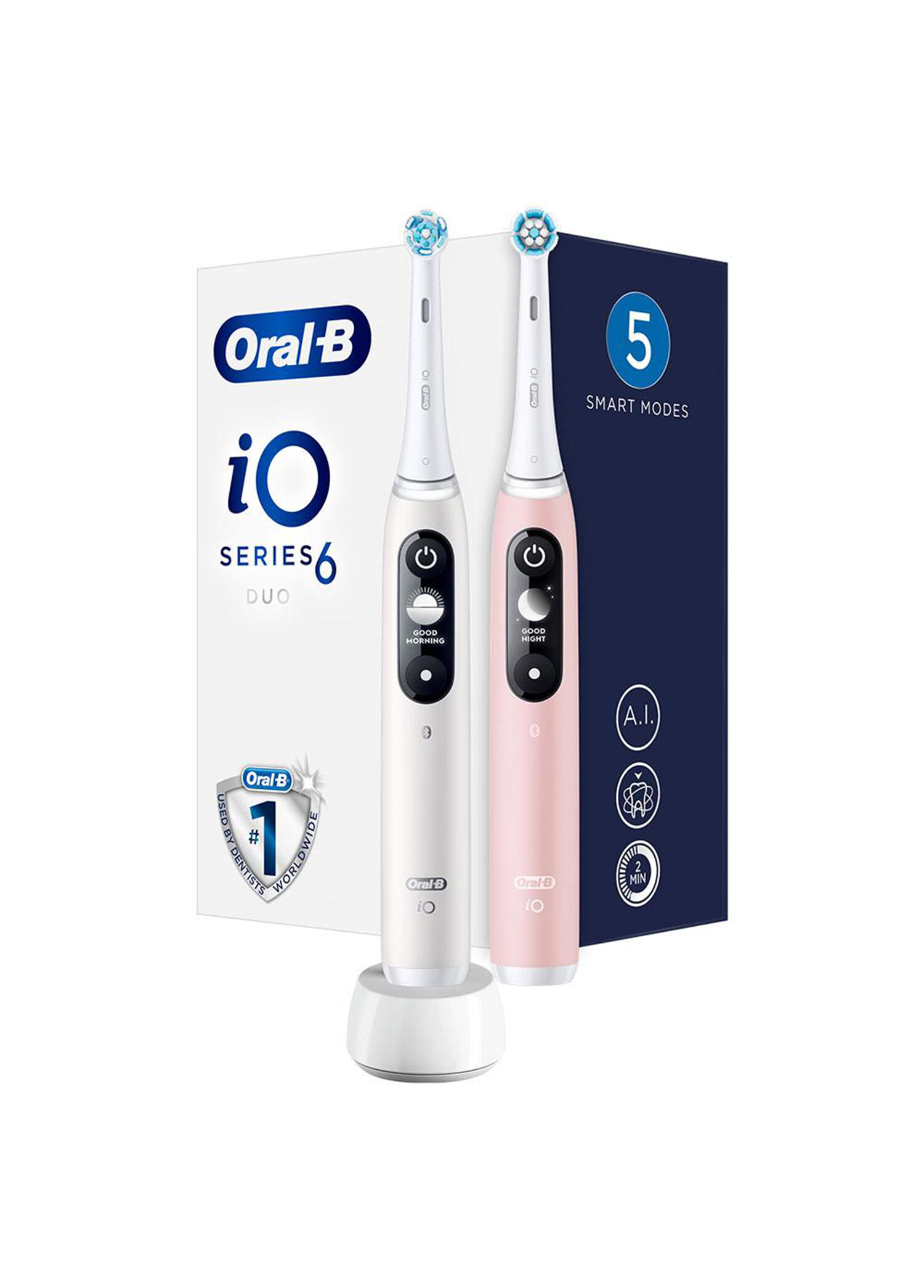 Oral-B - iO 6 Beyaz/Pembe 2'li Şarjlı Diş Fırçası Seti - Beyaz