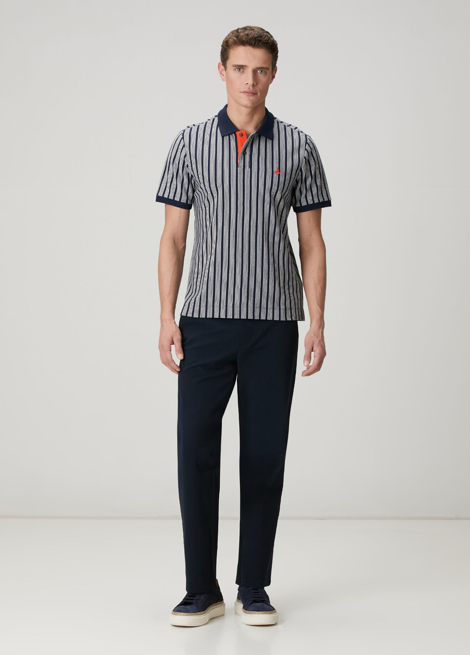 Lacivert Parça Boya Stretch Chino Pantolon