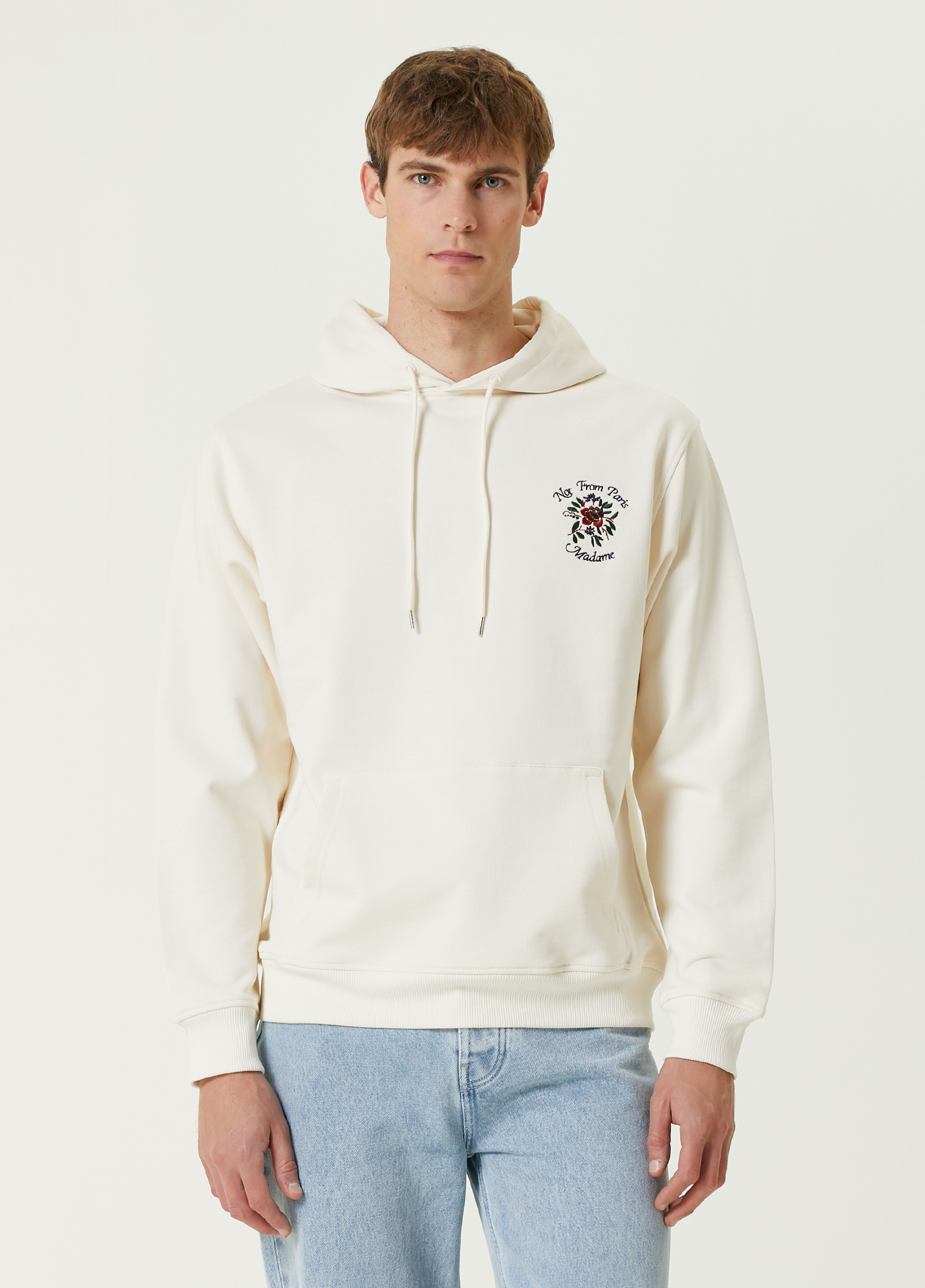 Krem Kapüşonlu Sweatshirt