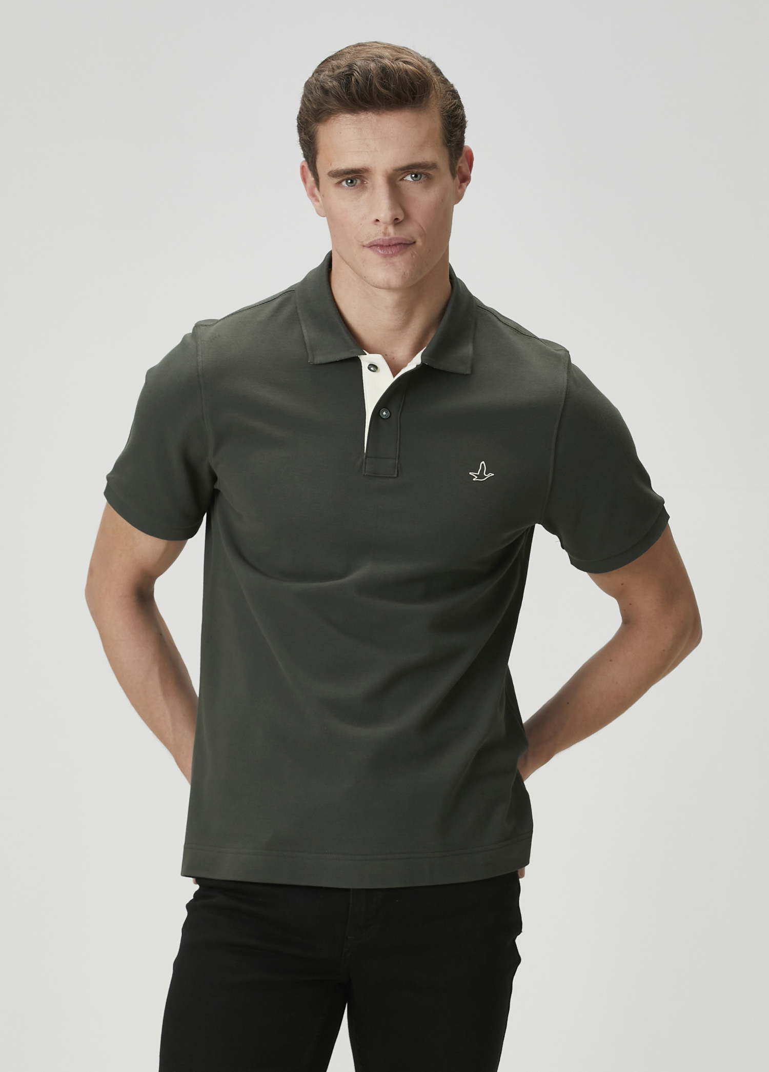 Comfort Fit Haki Polo Yaka T-shirt_1