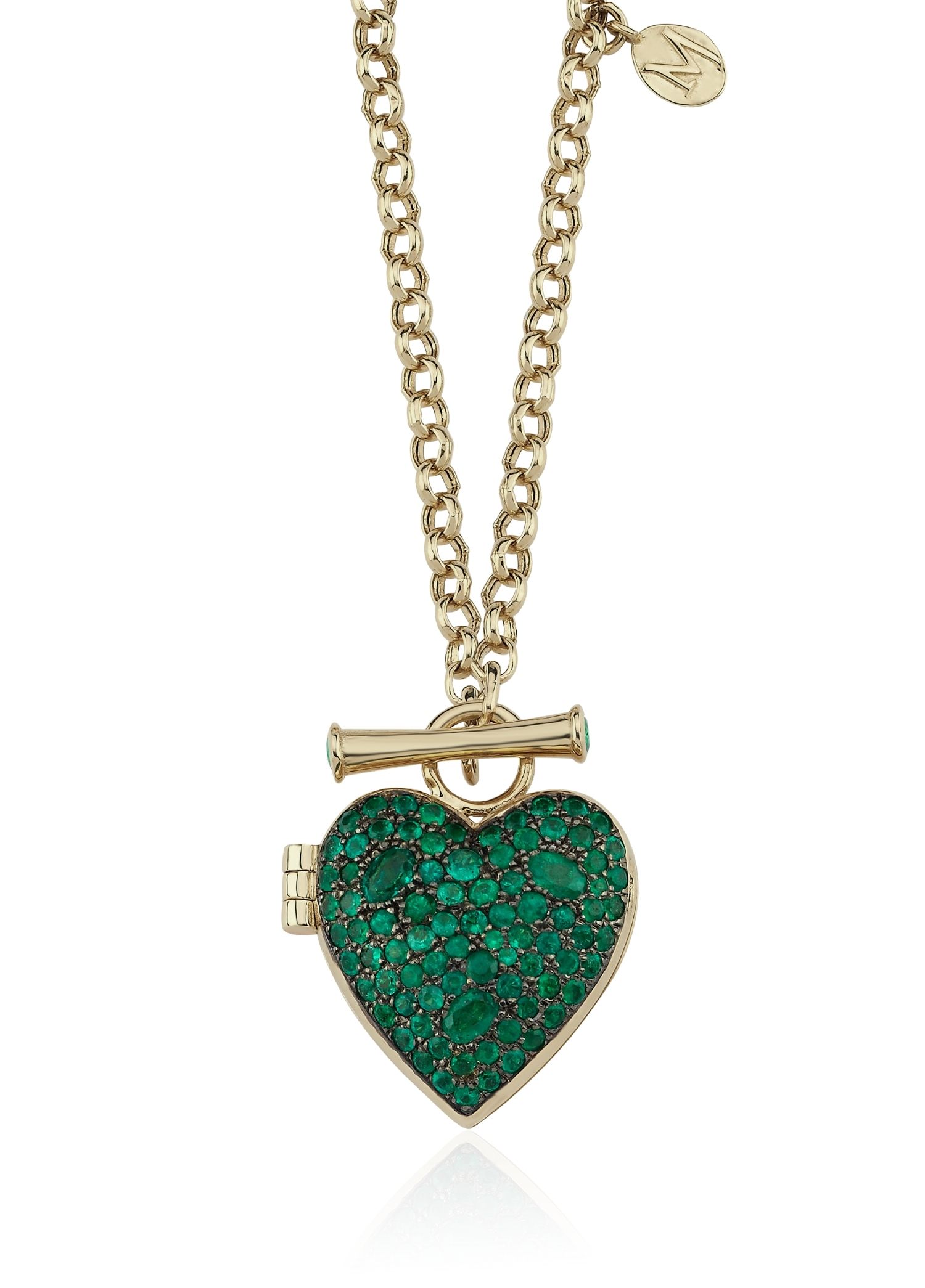 Heart Locket Zümrüt Taşlı 14 Ayar Altın Kadın Kolye