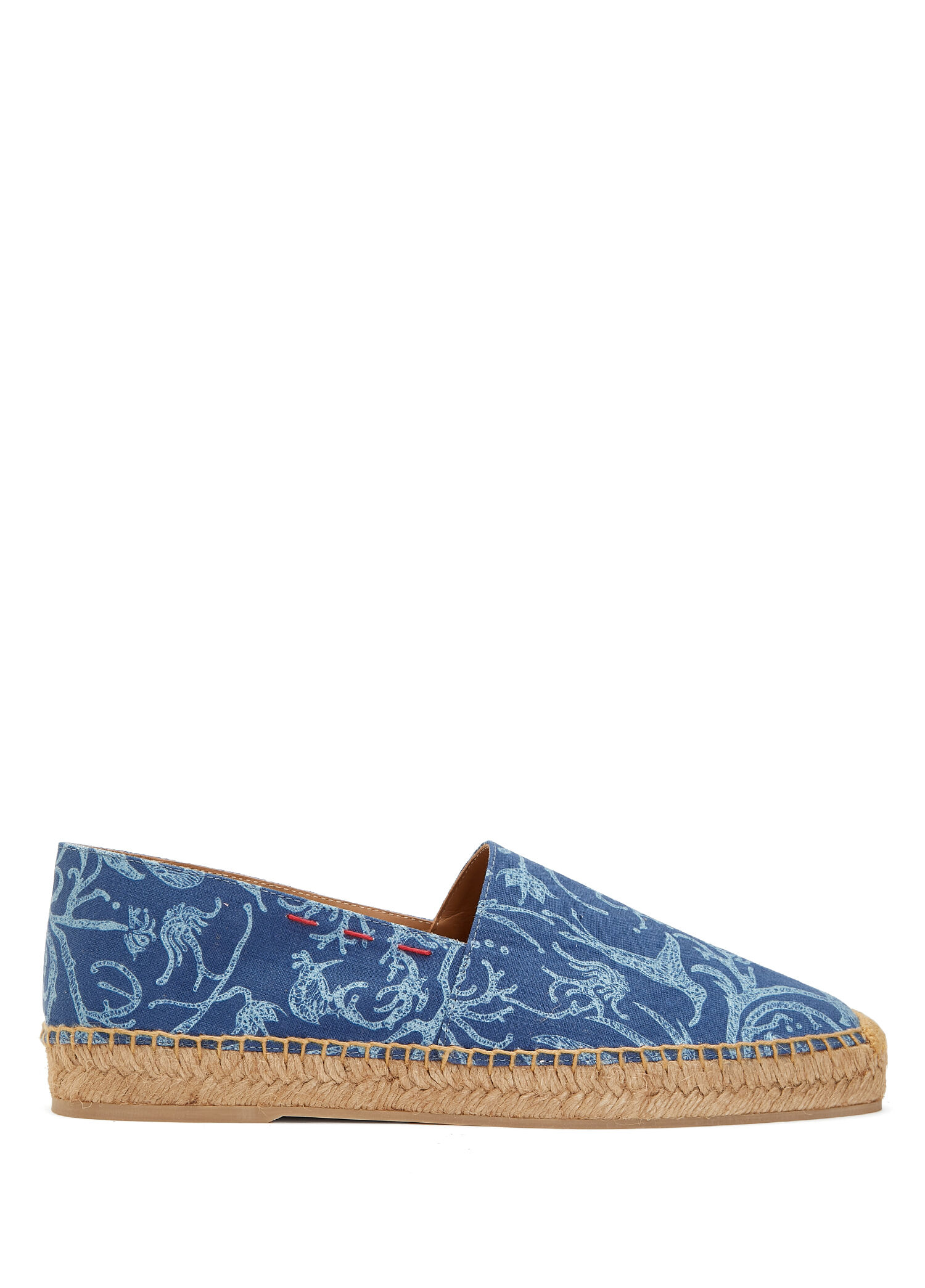 Mavi Desenli Erkek Keten Espadril