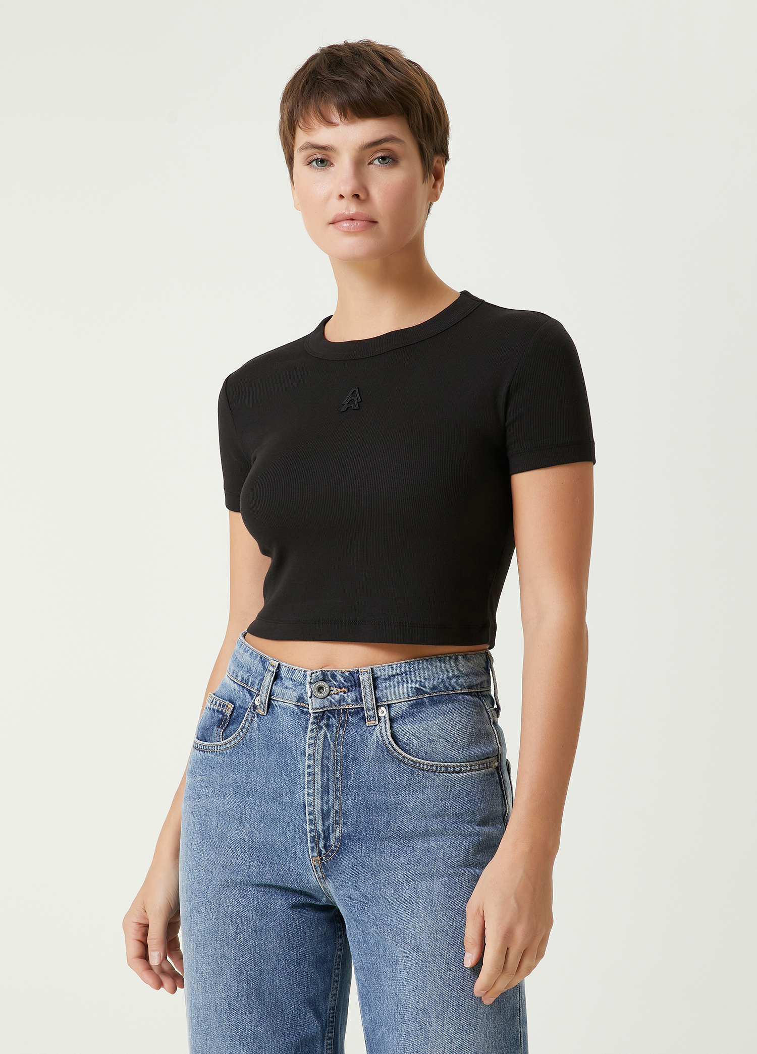 Siyah Ribli Crop T-shirt