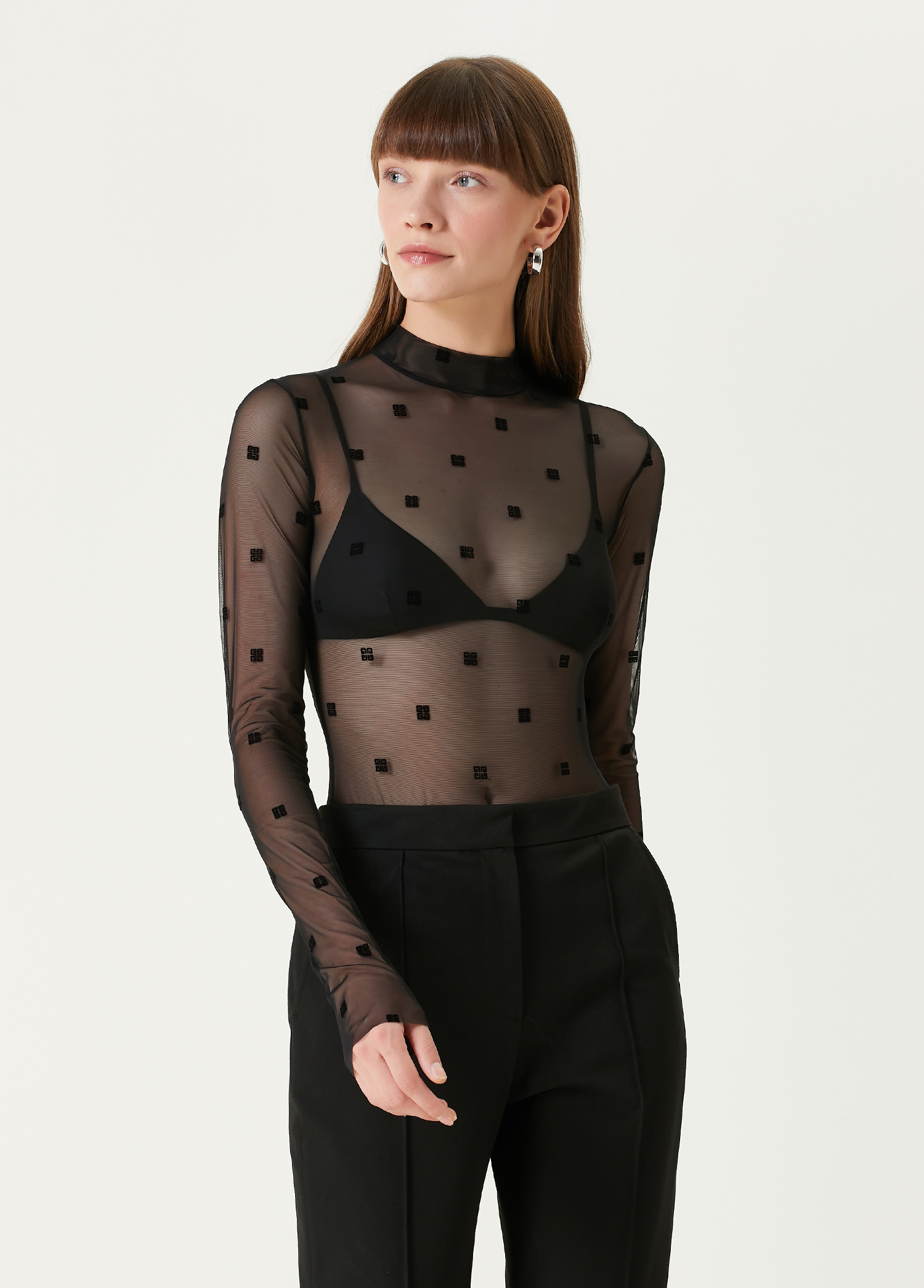 Givenchy - 4G Black Tulle Bodysuit