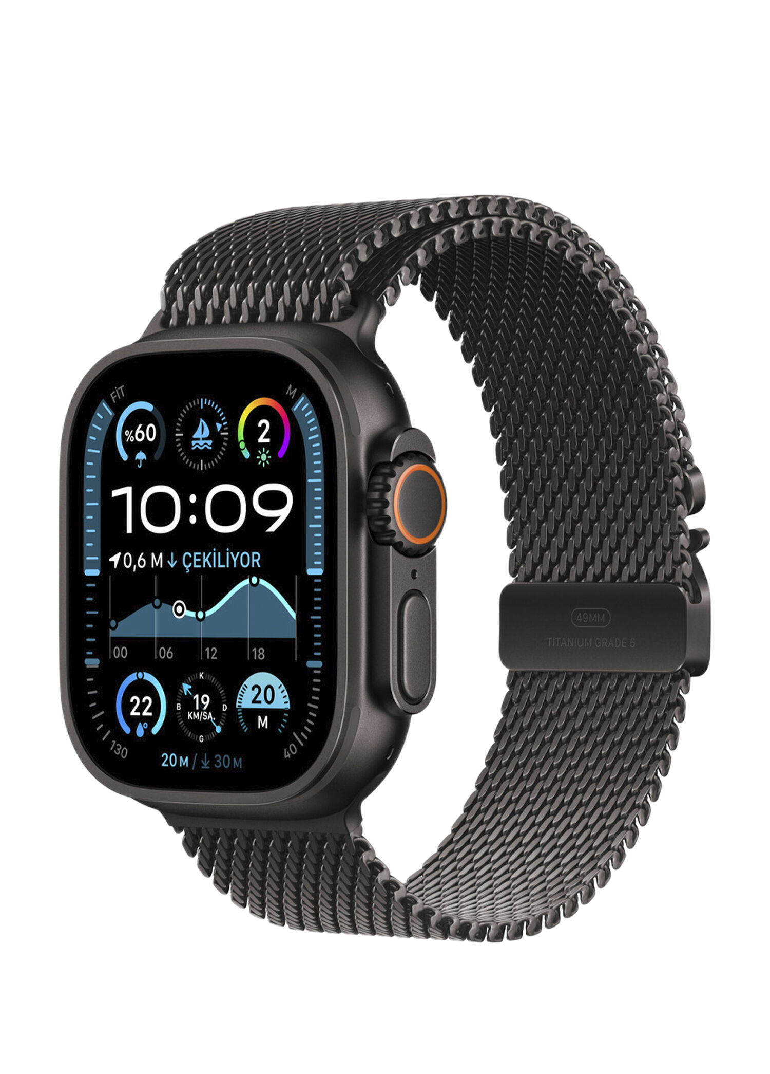 Apple Watch 42/44/45/49 mm Siyah Titanyum Akıllı Saat Kordon