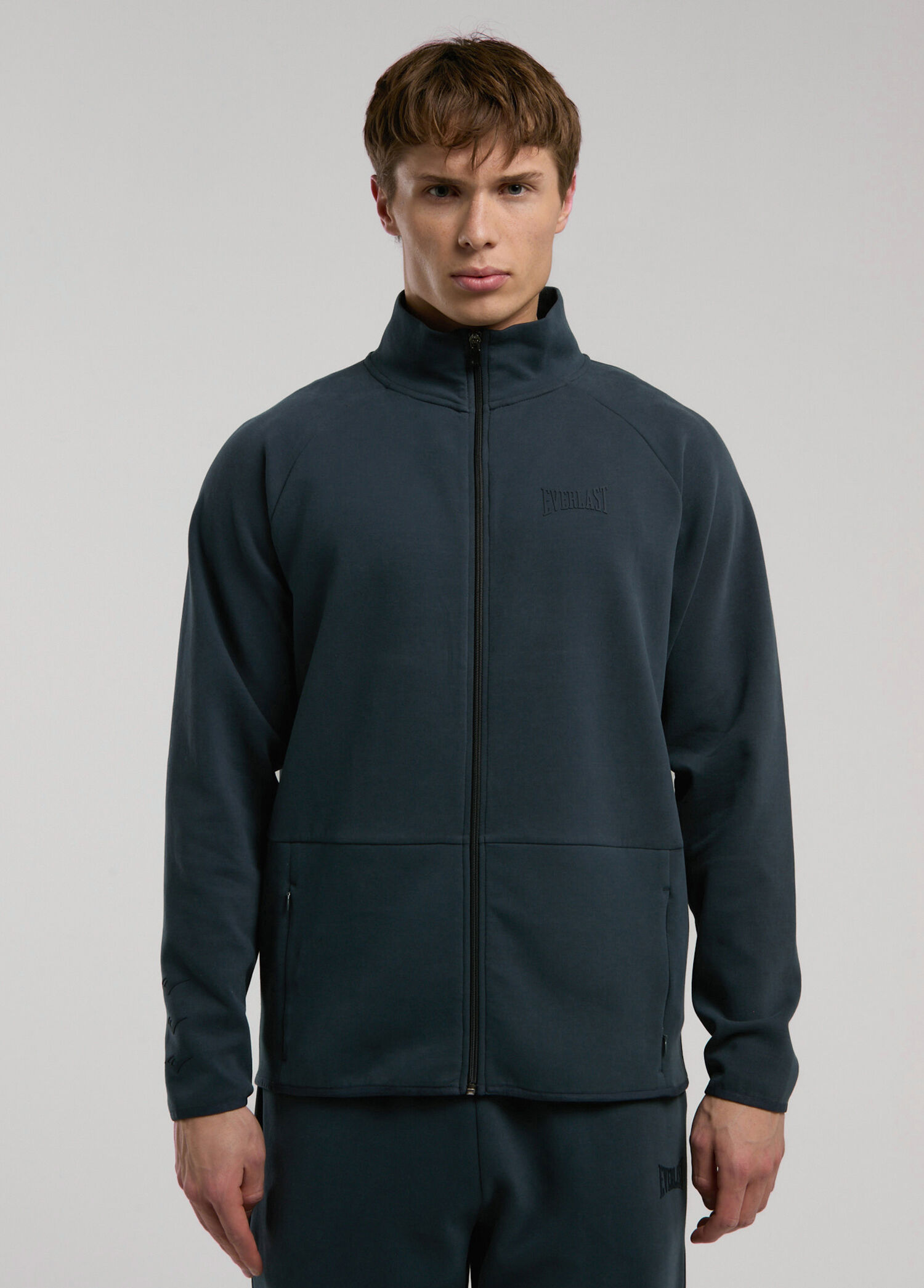 Ever Relaxed Antrasit Yüksek Yaka Full Zip Regular Erkek Sweatshirt