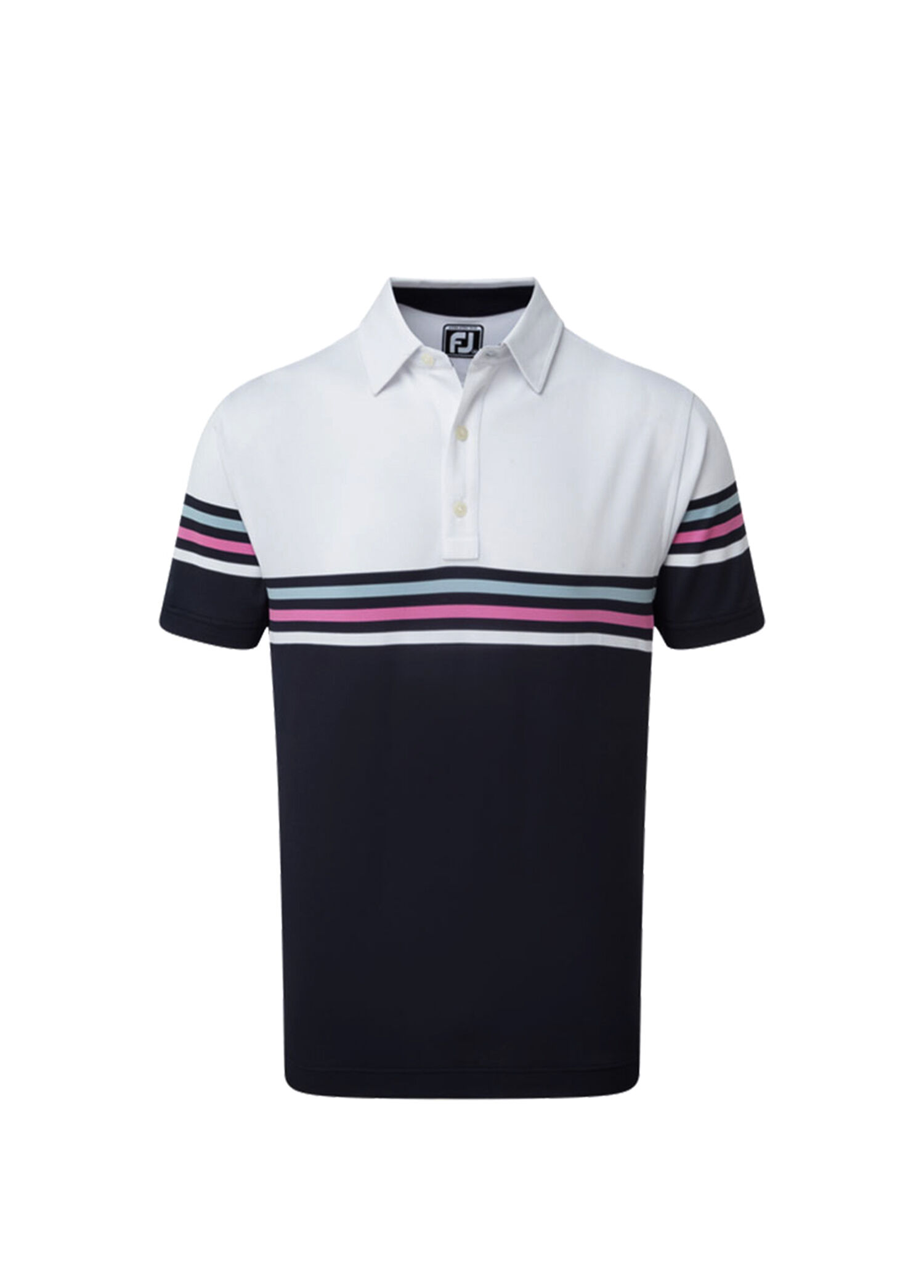 FootJoy Stretch Pique Renk Bloklu Polo Yaka Wht/Nvy Golf T-Shirt 90365