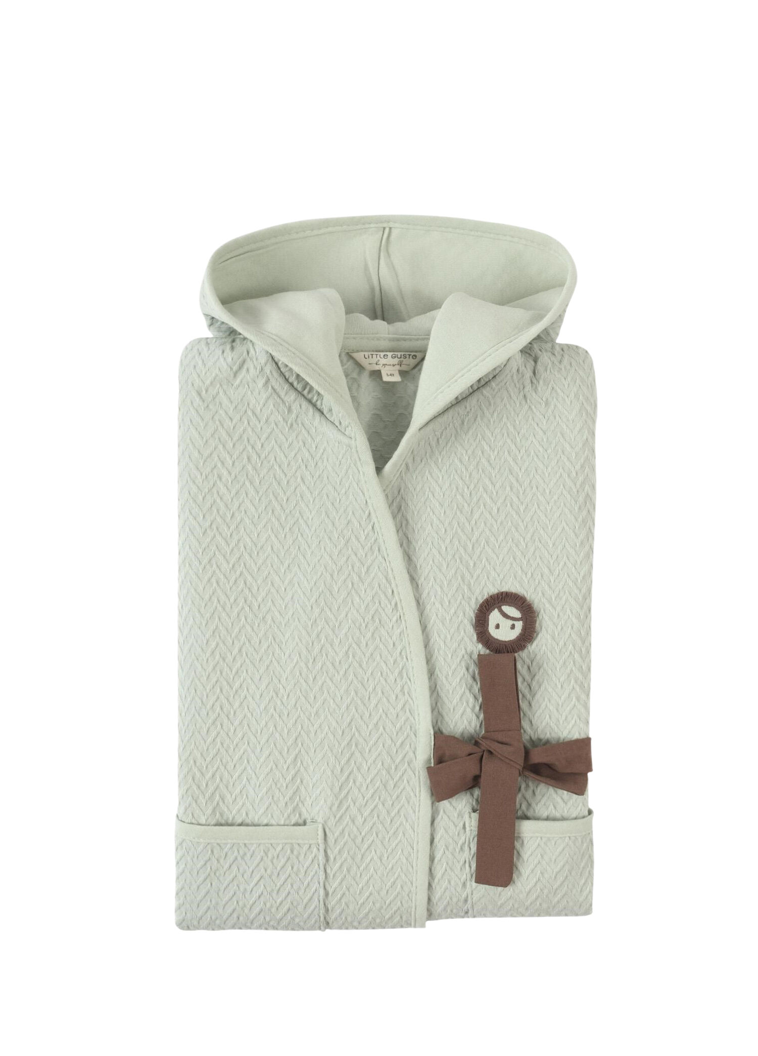 Yeşil Organik Pamuk Jakarlı Unisex Bebek Çocuk Bornoz