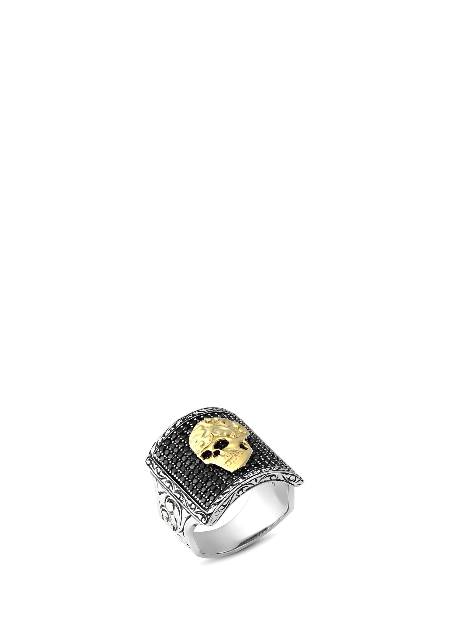 Square Skull Spinel Erkek Altın Yüzük