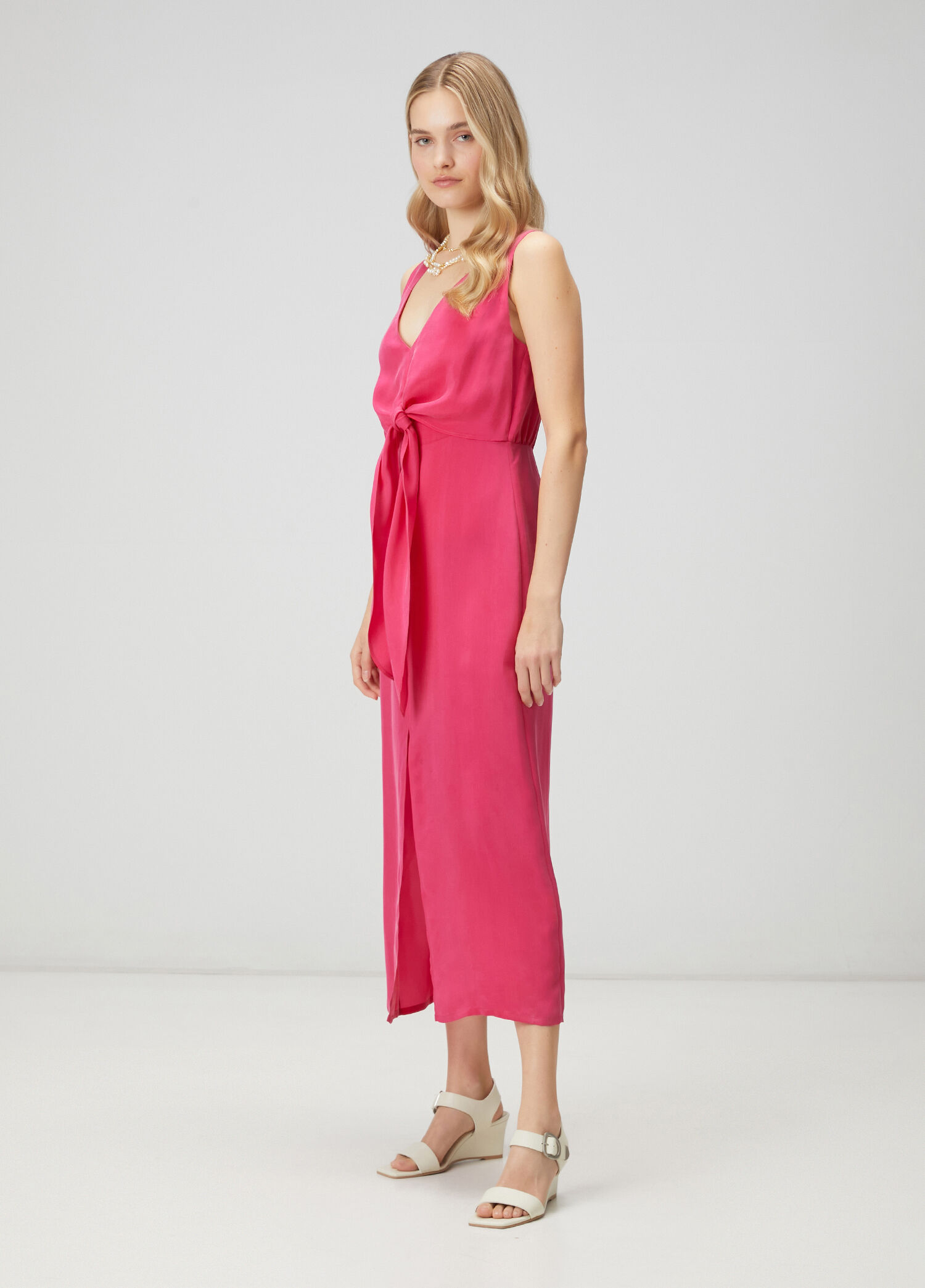 Pink Knot Detailed Long Dress