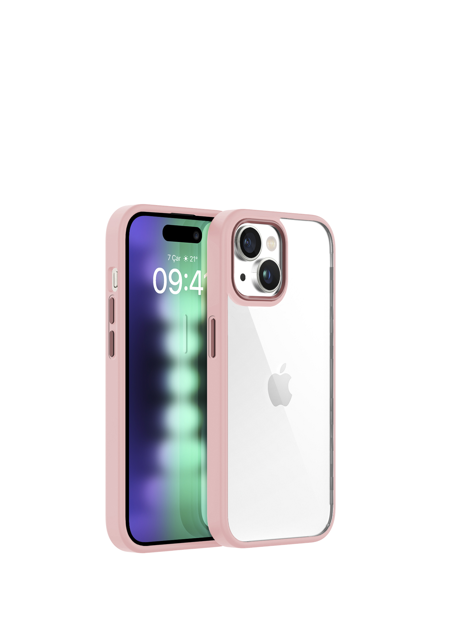 iPhone 15 Plus New Air Bumper Pembe Plastik Kılıf