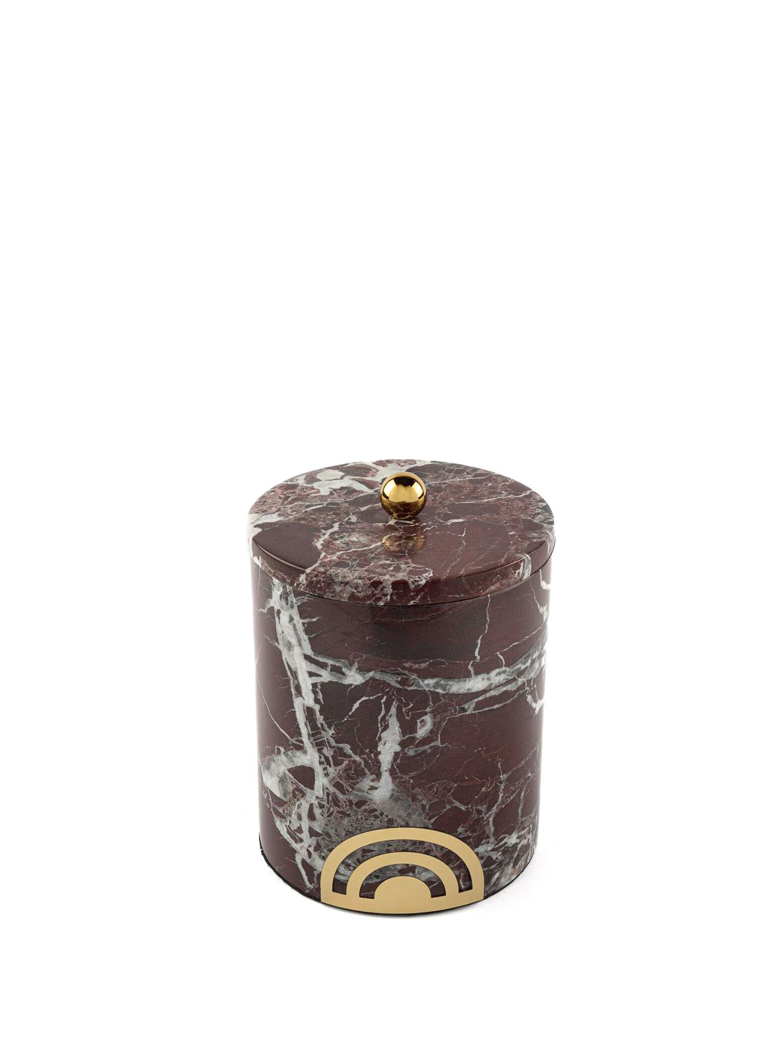 Gold Detaylı Bordo Mermer Kavanoz 10x10x12 cm