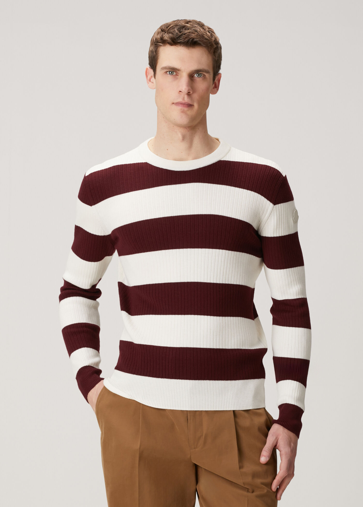 Burgundy Striped Wool Sweater