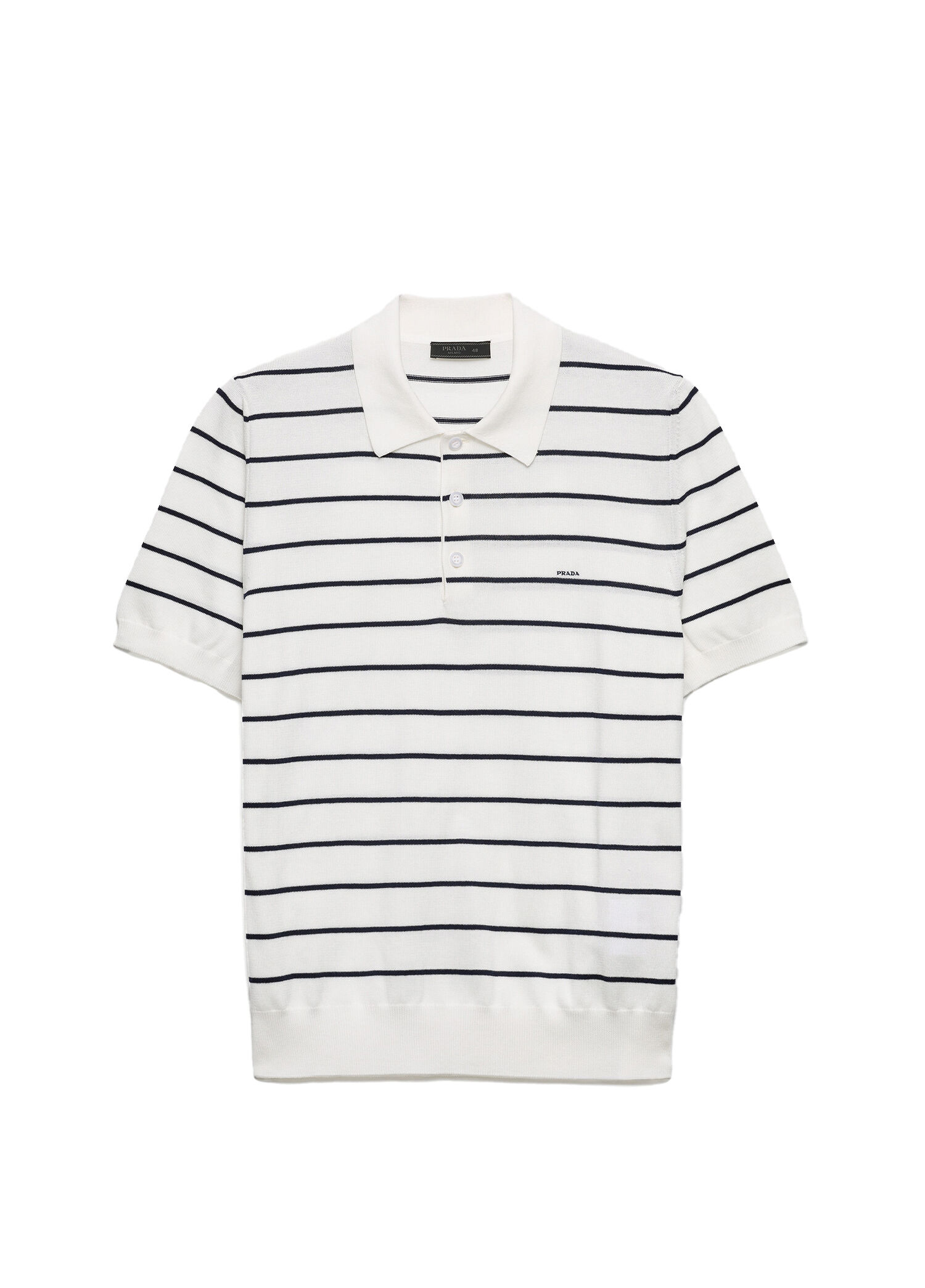 Çizgili Beyaz Polo Yaka Kısa Kollu Erkek T-shirt