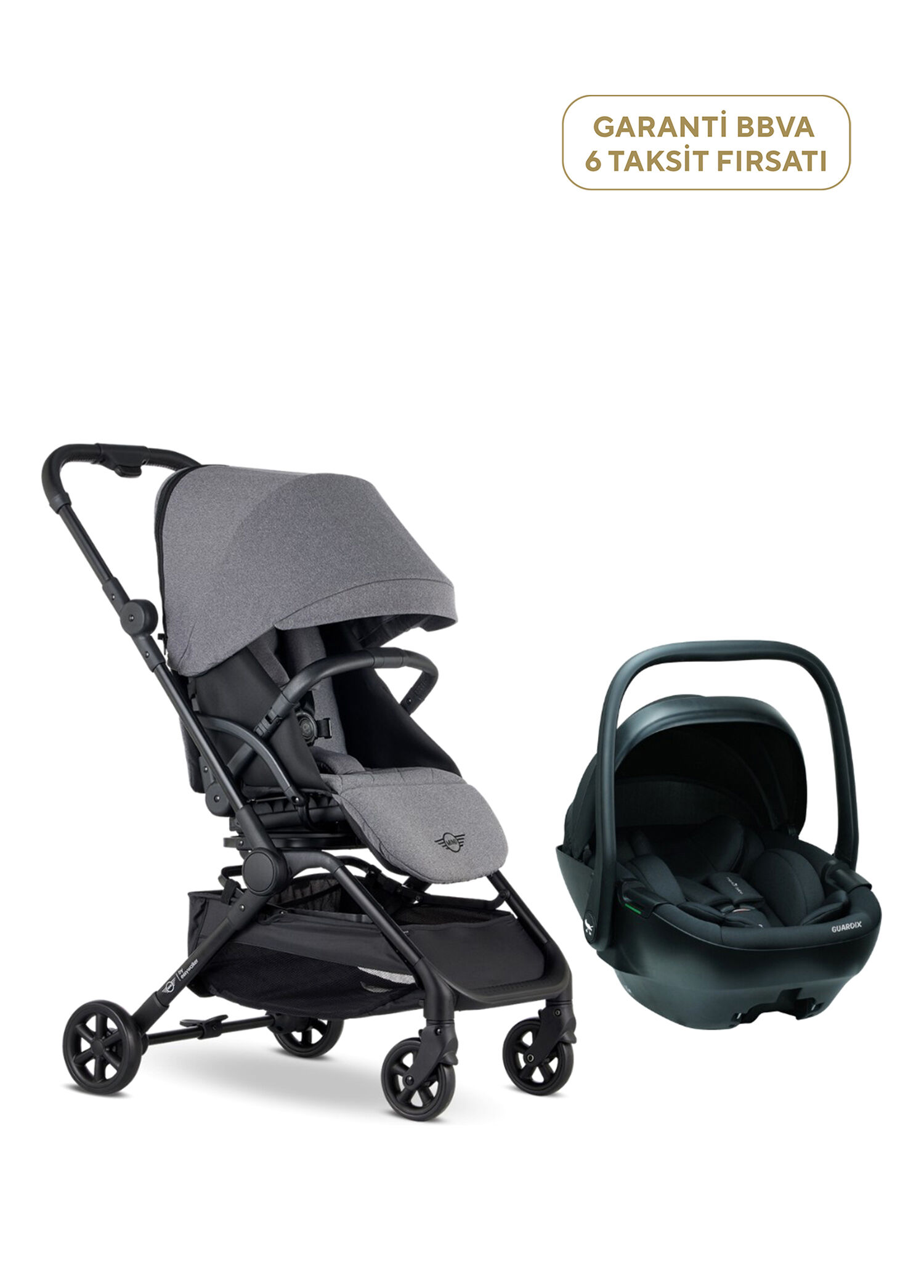 Buggy TURN² Soho Grey Bebek Arabası ve Antrasit Guardix Anne Kucağı Seyahat Sistem Bebek Arabası