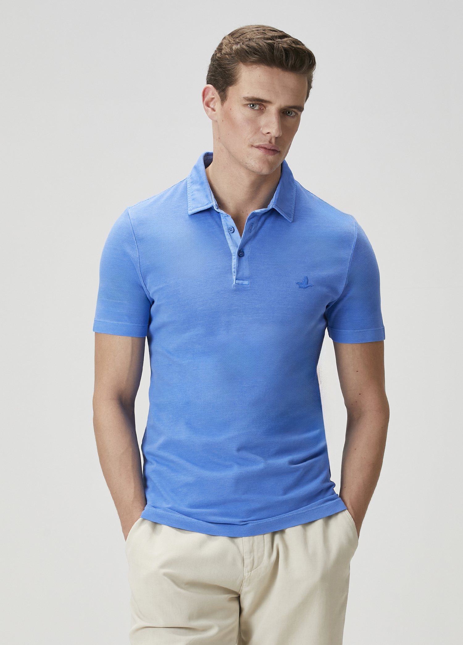 Comfort Fit Mavi Polo Yaka T-shirt_1