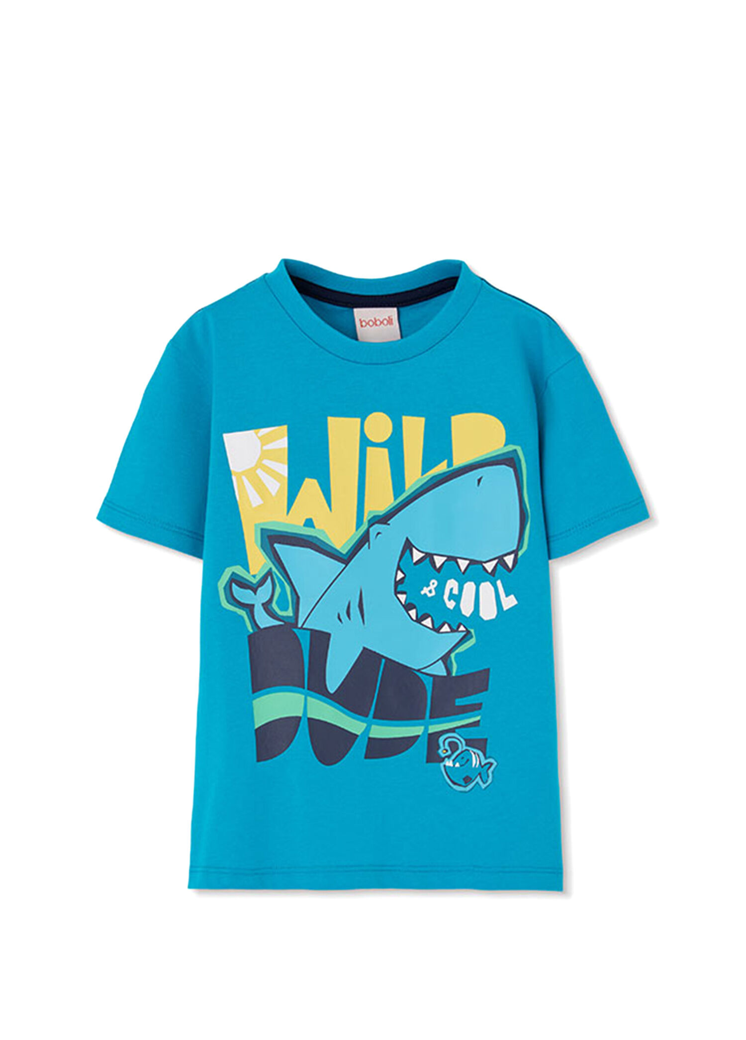 Mavi Köpek Balığı Desenli Kısa Kollu Erkek Çocuk T-Shirt