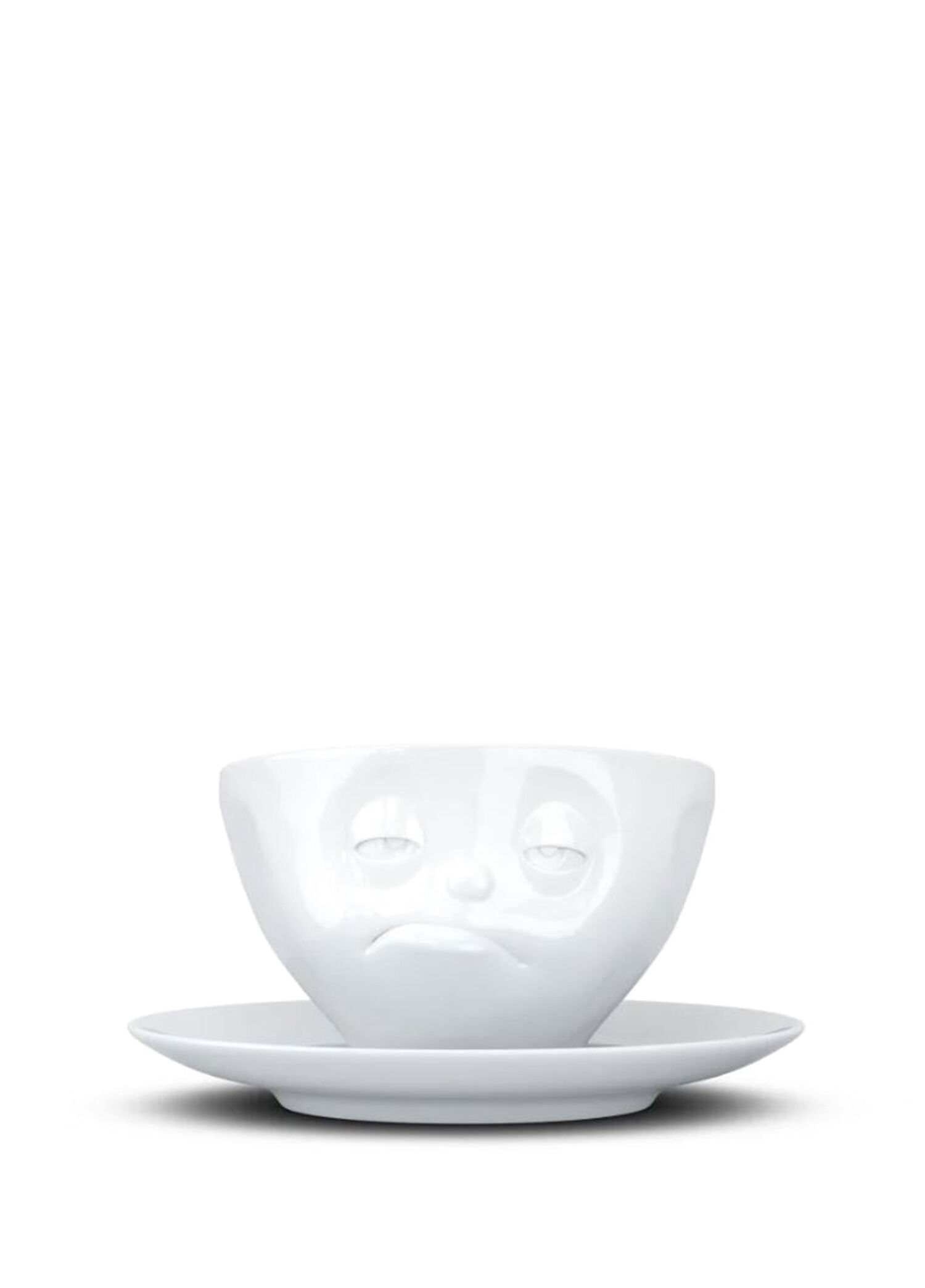Snoozy Beyaz Porselen Çay Fincanı ve Tabağı