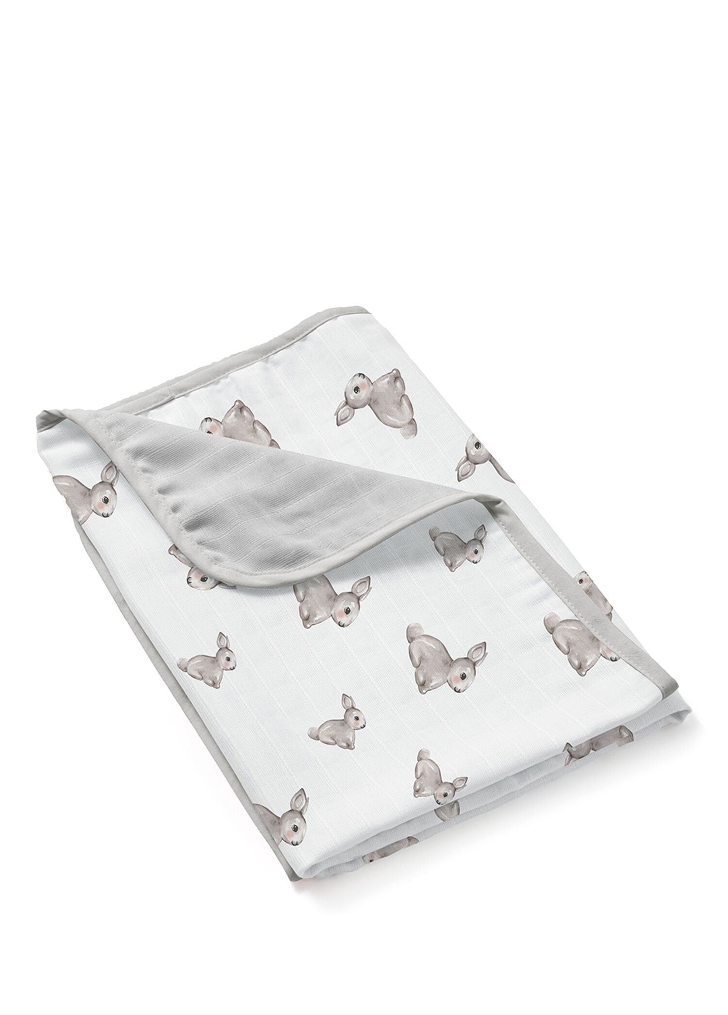 %100 Pamuk Iconique Lapin Gri Çift Kat Müslin Bebek Battaniyesi 65 x 65 cm