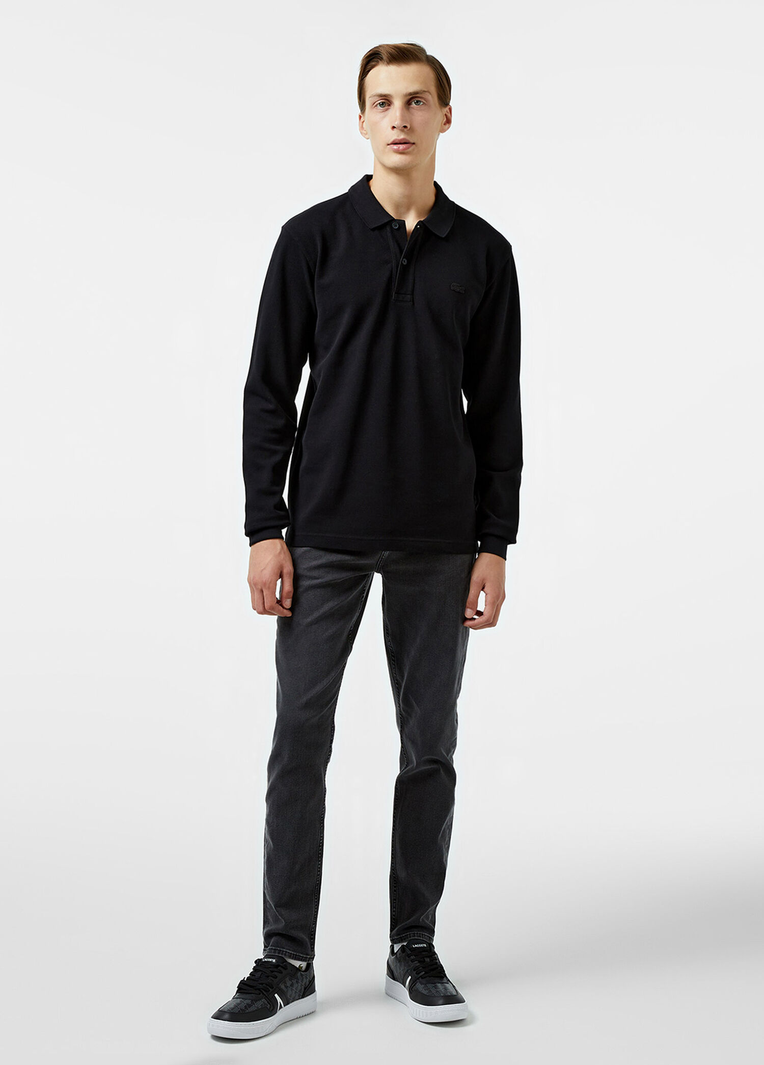 Lacoste Siyah-031 Erkek Siyah Relaxed Fit Uzun Kollu Erkek Polo T