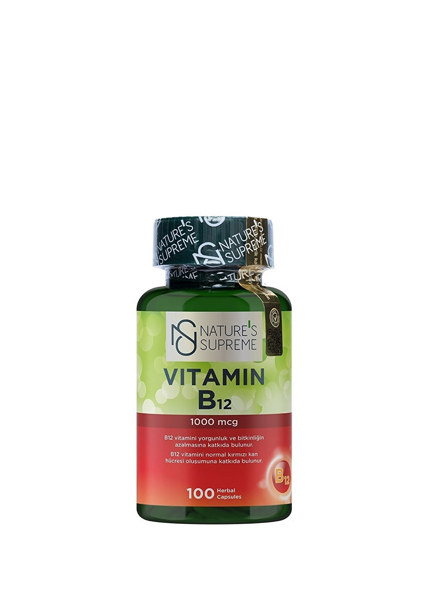 Vitamin B12 1000 mcg Takviye Edici Gıda 100 Kapsül