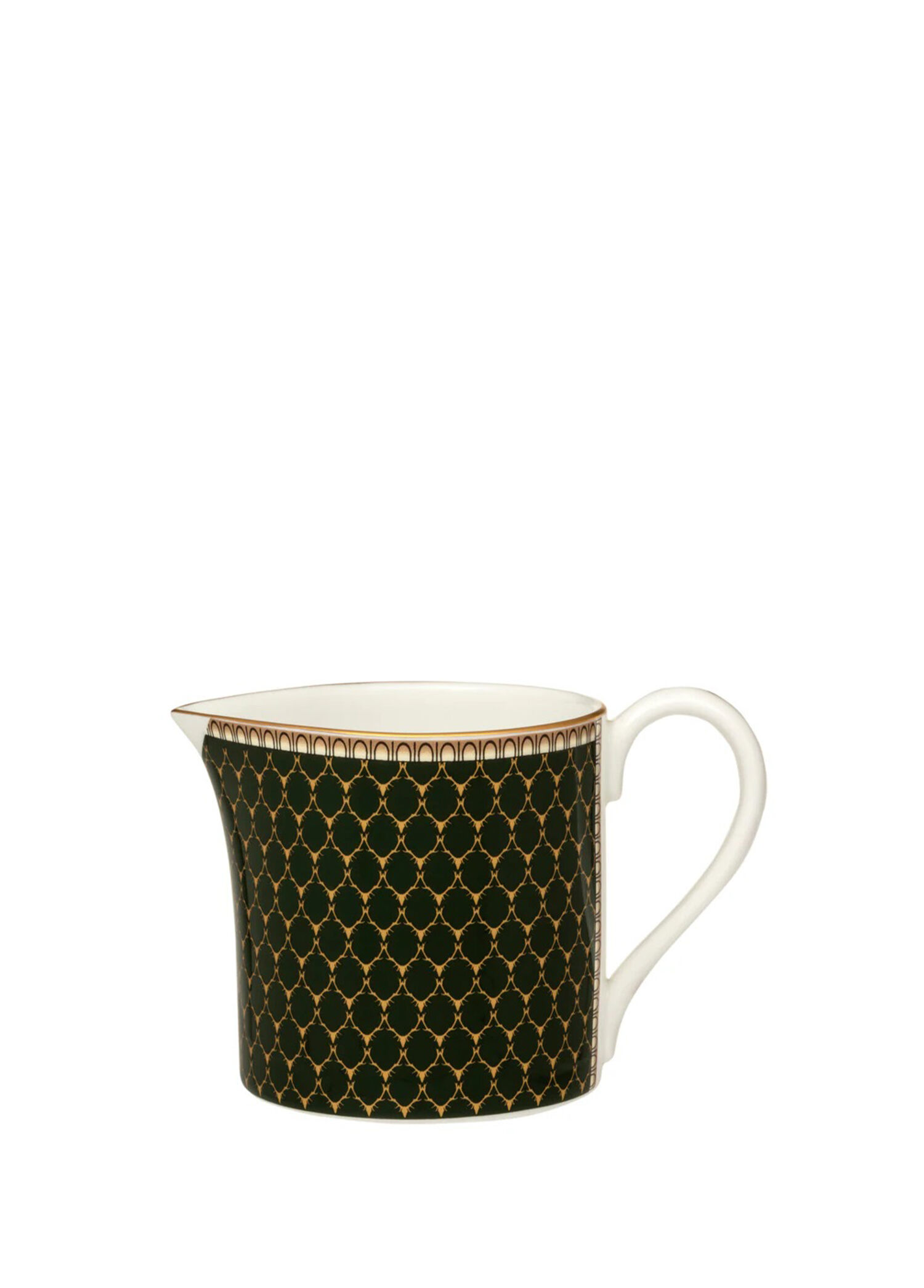 GC Antler Trellis Dark Green Gold Porselen Sütlük