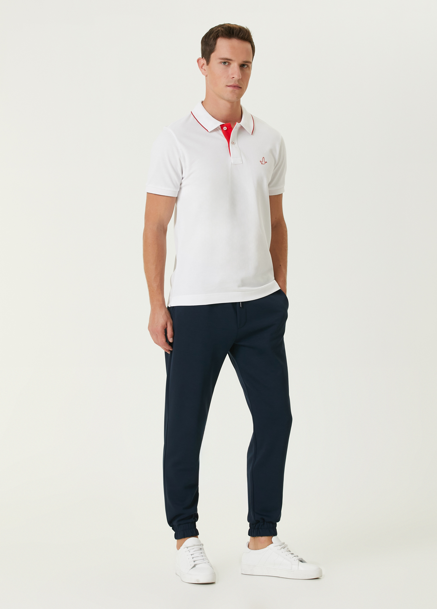 Slim Fit Beyaz Polo Yaka T-shirt_2