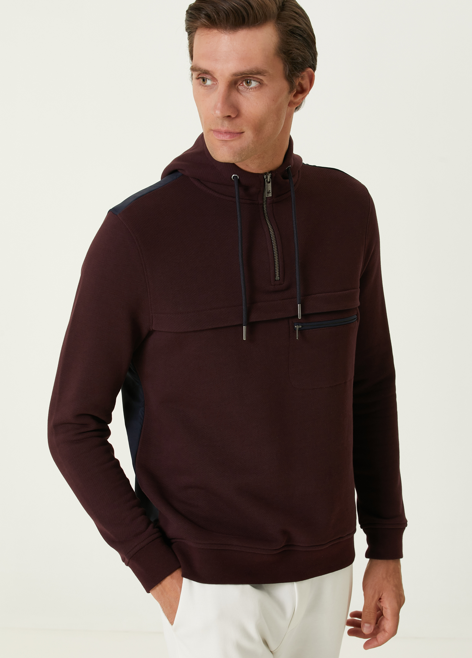 Bordo Kapüşonlu Sweatshirt_1