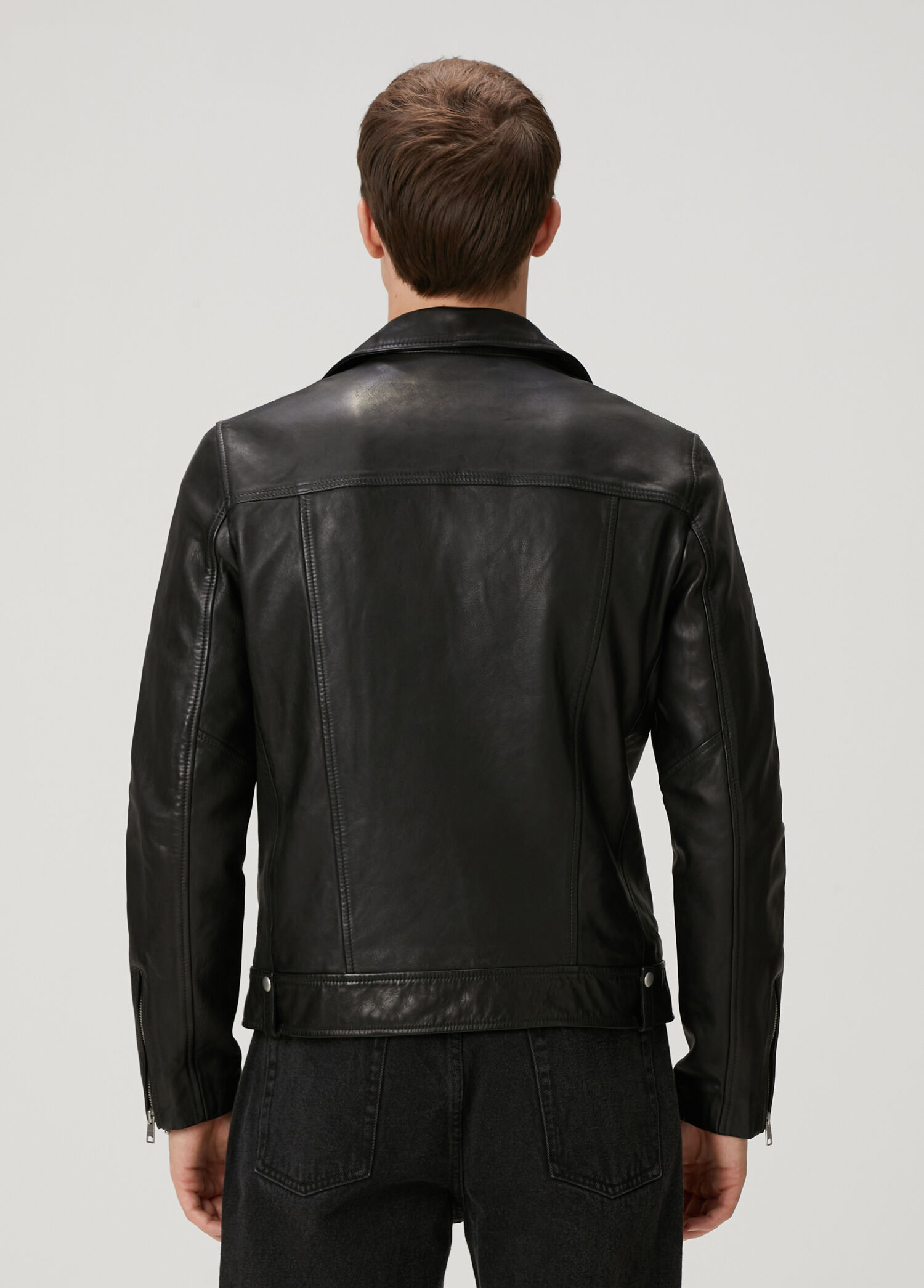 AllSaints Siyah Erkek Milo Siyah Deri Biker Mont 1726788 | Beymen
