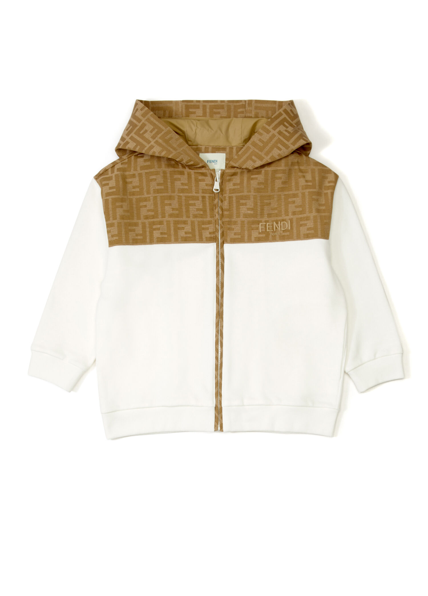 Beyaz Bej Kapüşonlu Çocuk Sweatshirt