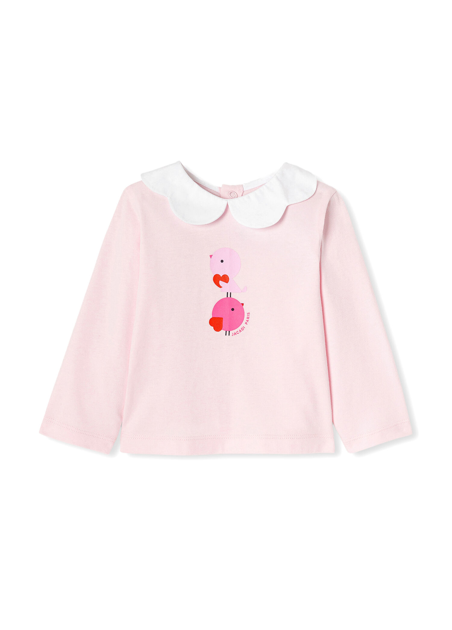 Pembe Taraklı Yaka Uzun Kollu Kız Bebek T-Shirt