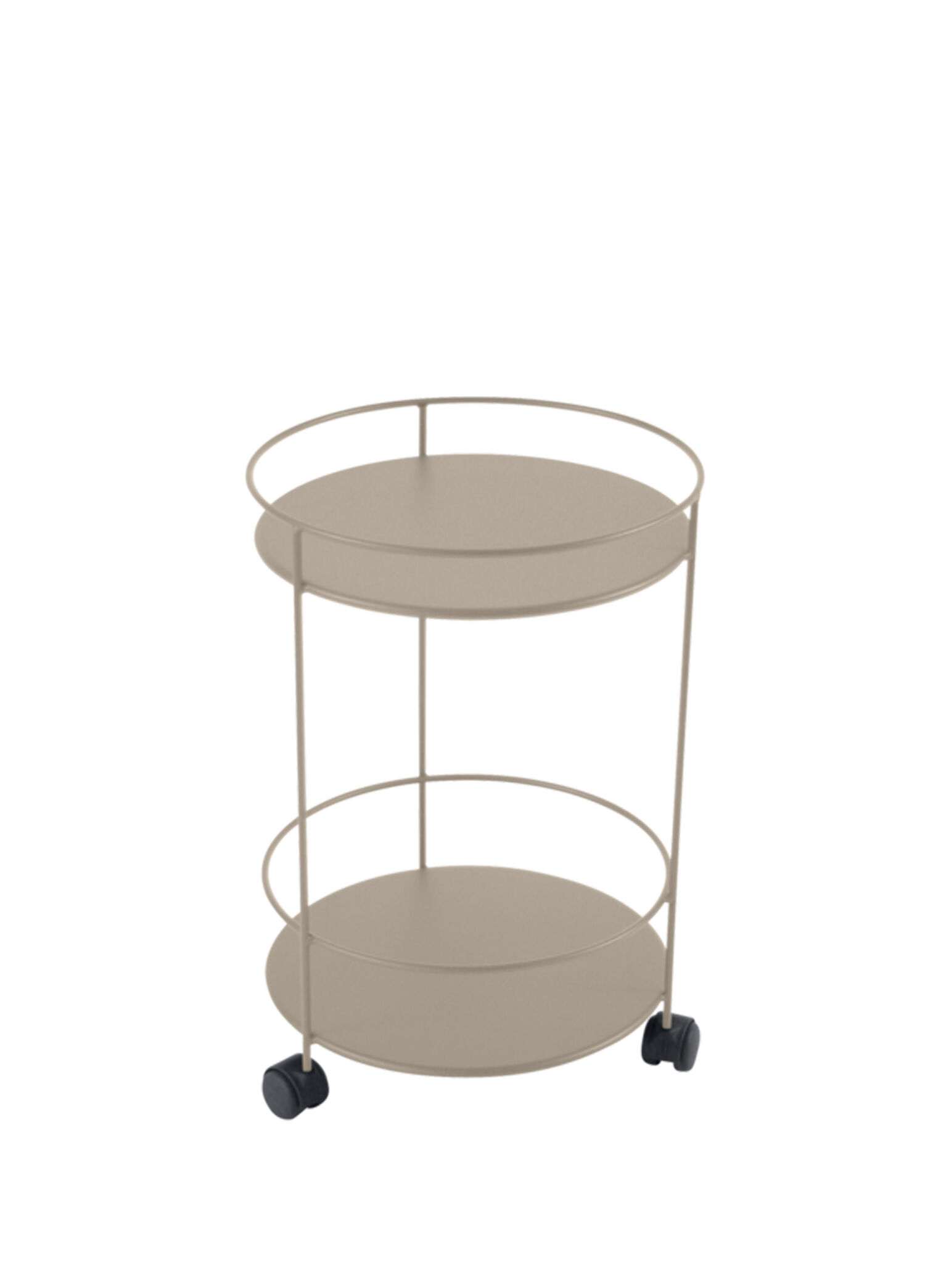 Guinguette Pedestal Bej Alüminyum Metal Bahçe Sehpası