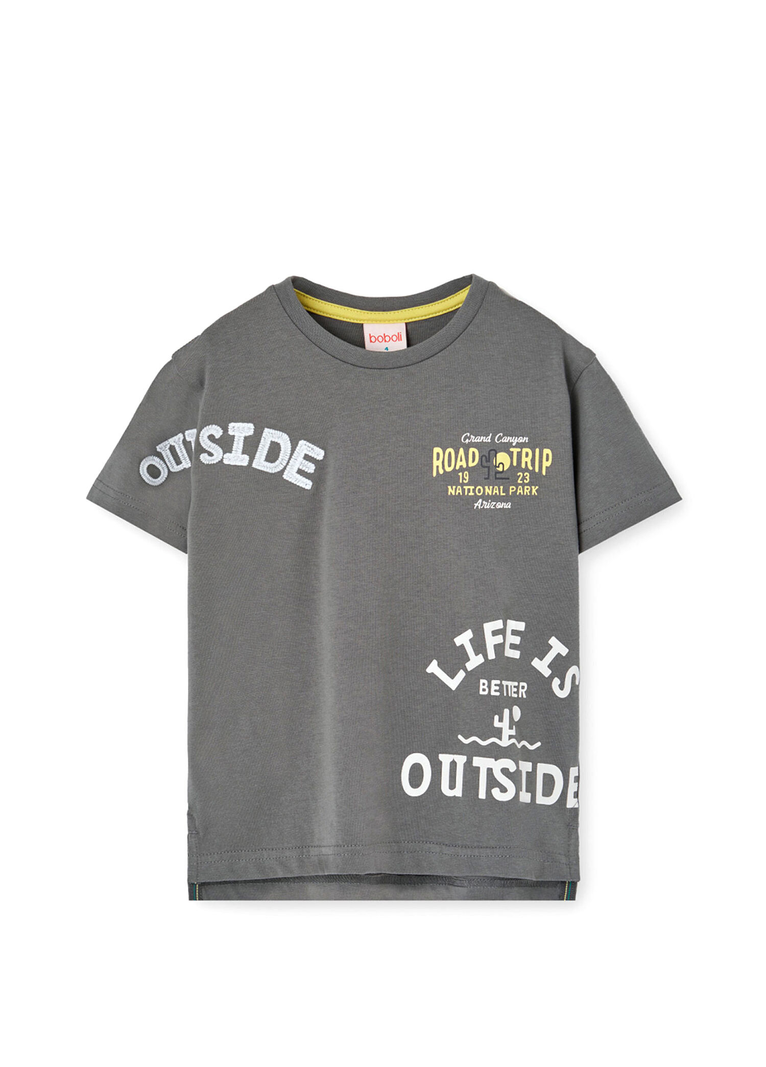 Gri Desenli Kısa Kollu Erkek Çocuk T-Shirt