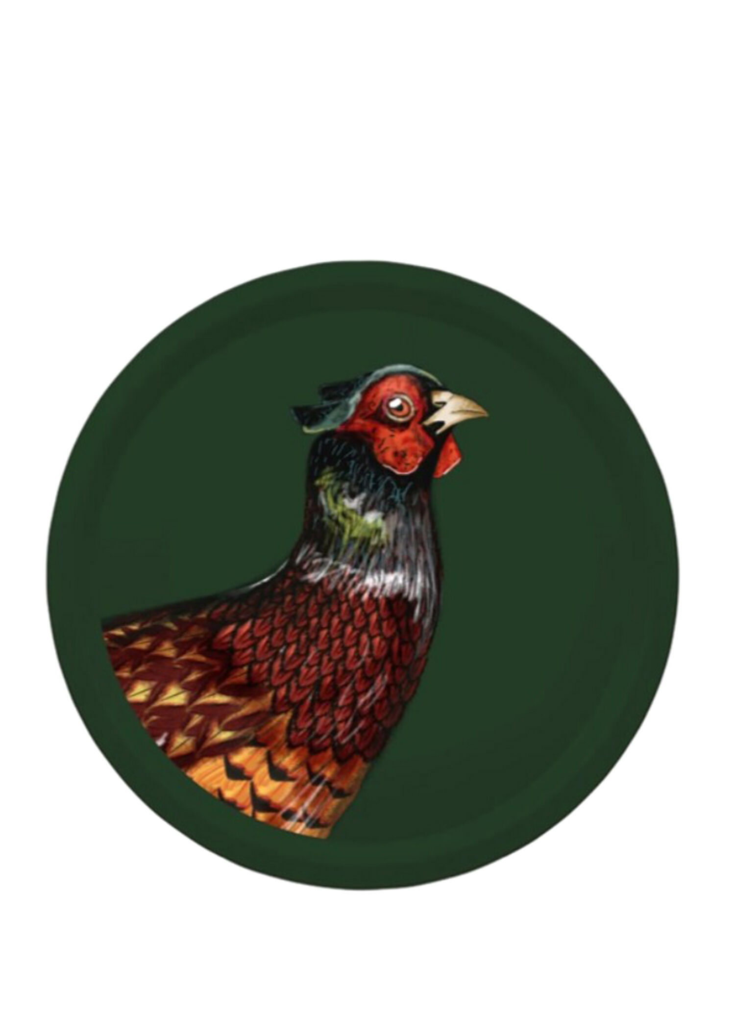 Woodland Wildlife Yeşil Ahşap Yuvarlak Tepsi 39 cm