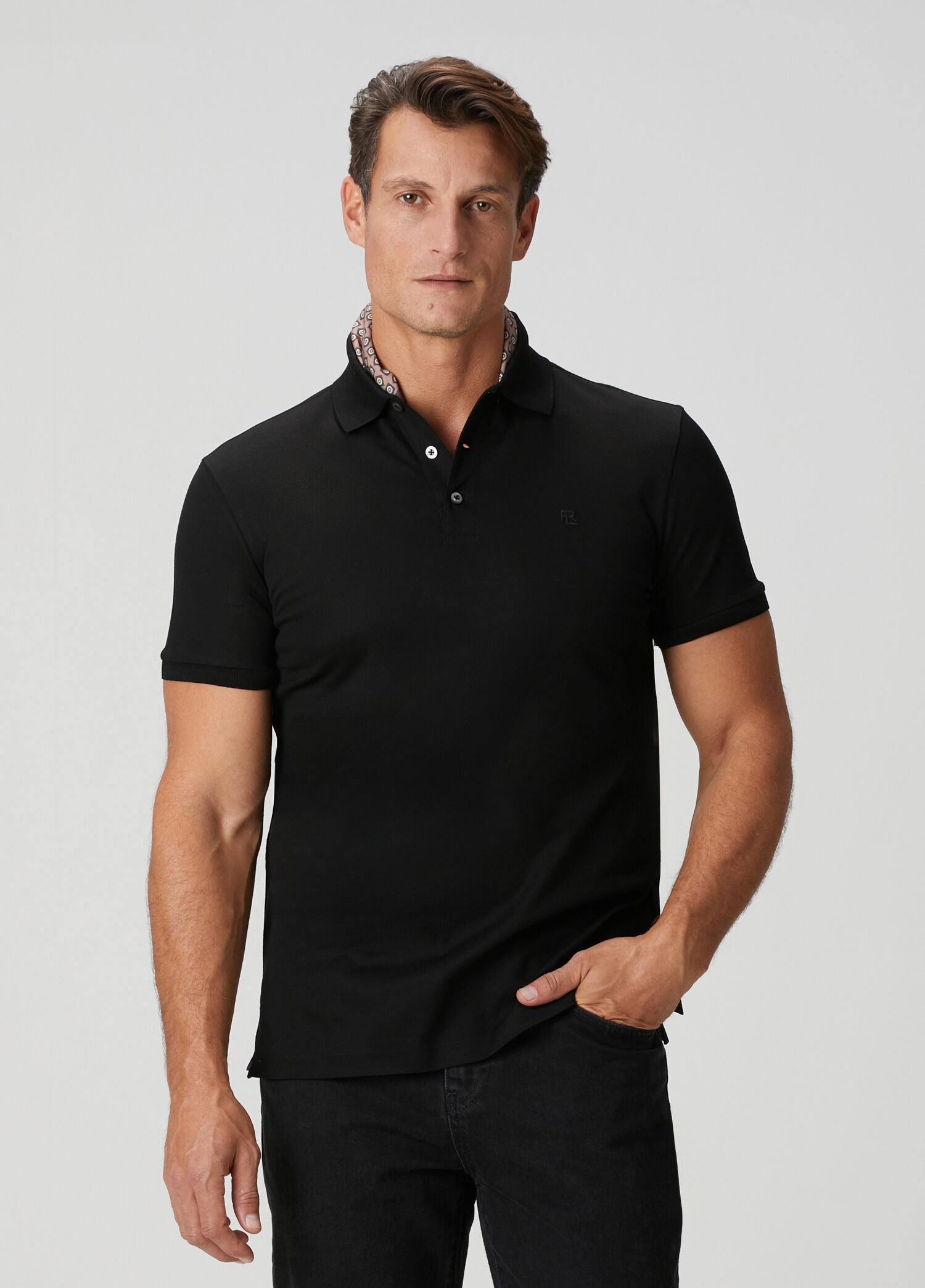 Ralph Lauren Purple Label - Siyah Polo Yaka T-shirt - Siyah