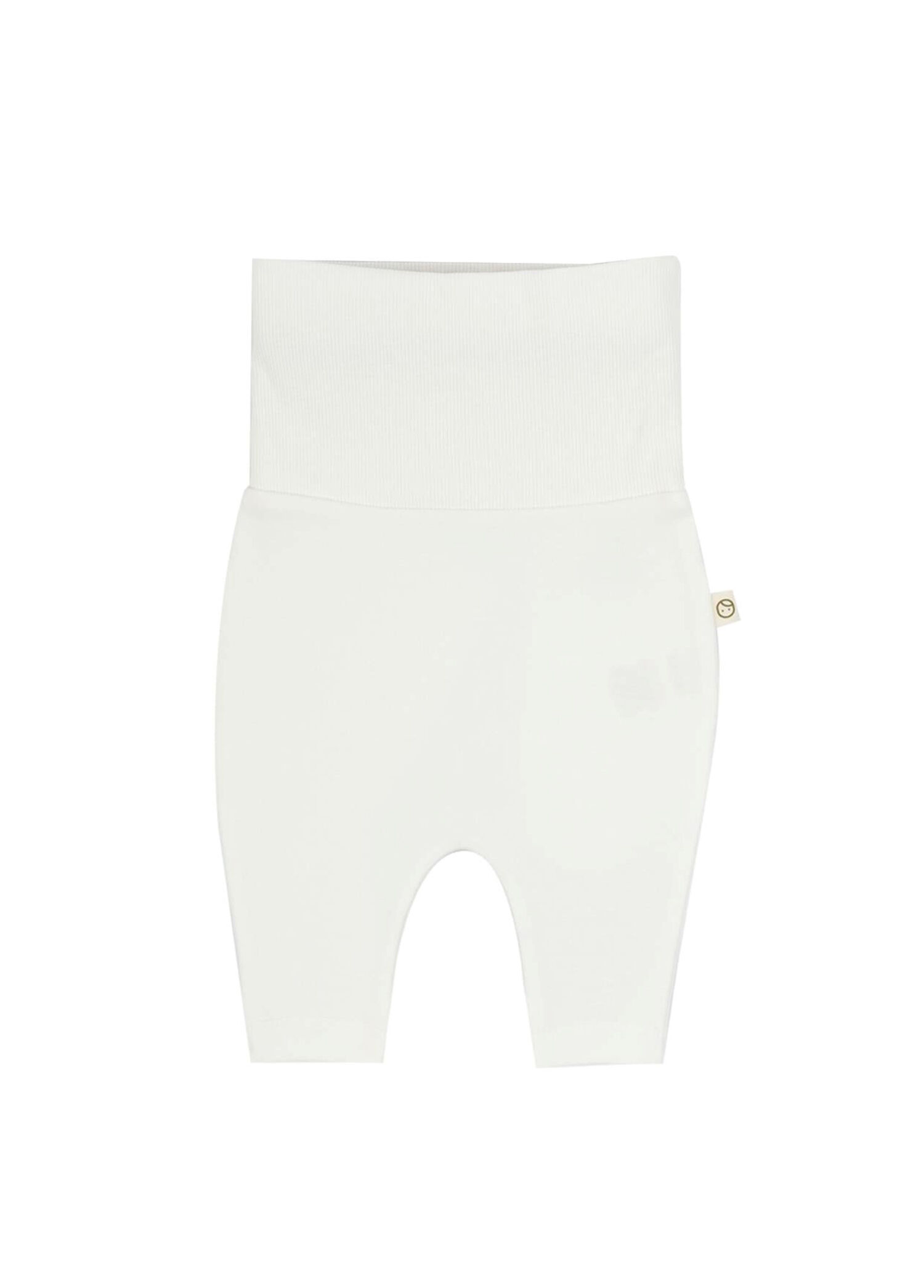 Beyaz Organik Pamuk Yüksek Bel Unisex Bebek Pantolon