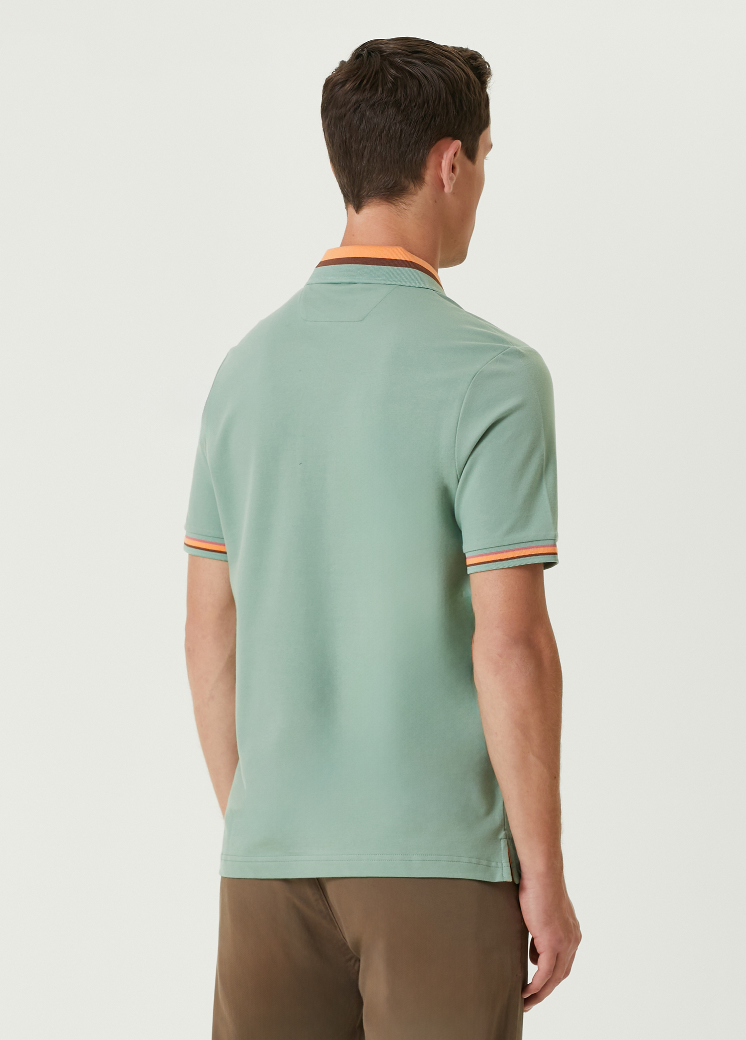 Comfort Fit Polo Yaka Colorblocked Detaylı T-shirt_4