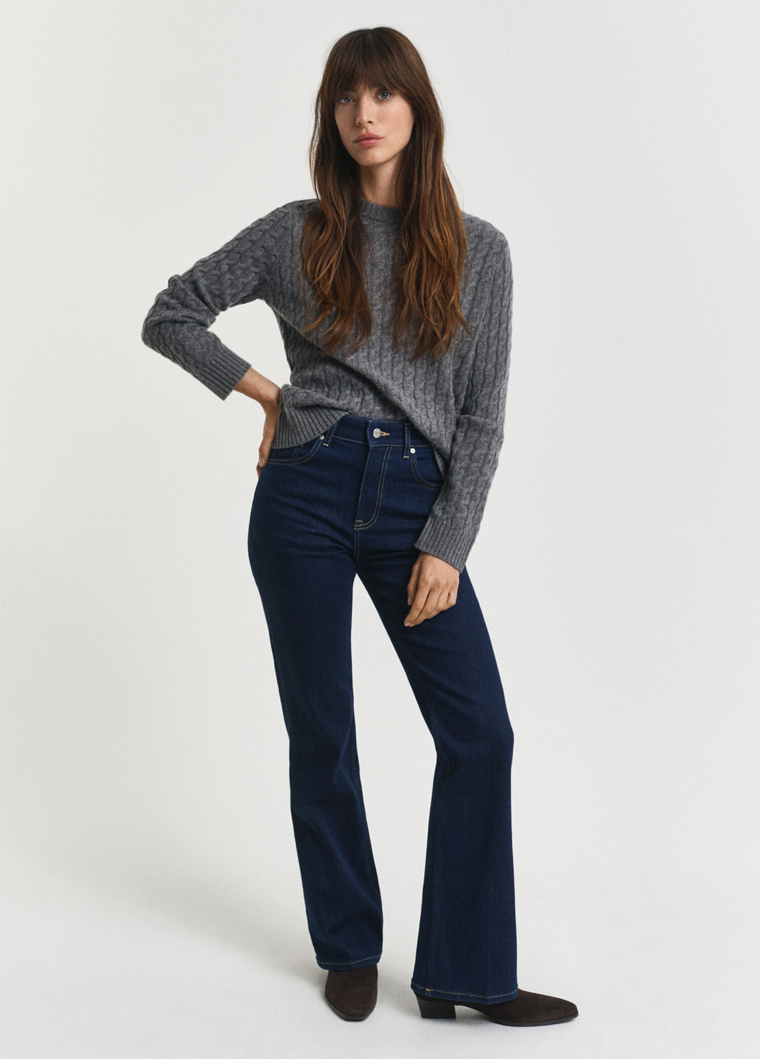 Lacivert Flare Paça Slim Fit Kadın Jean Pantolon